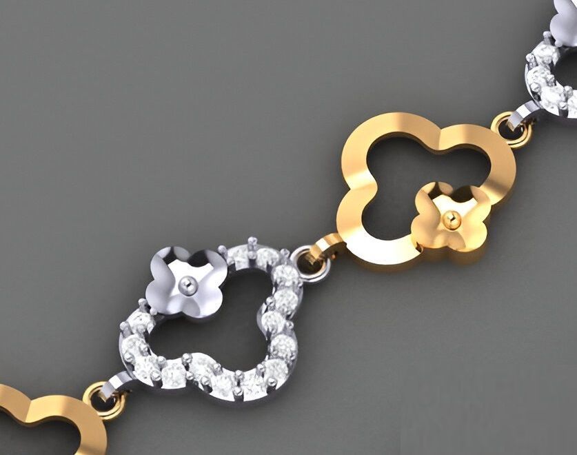 Flower Light Diamond Bracelet 3dm stl renders details 3D print model_4