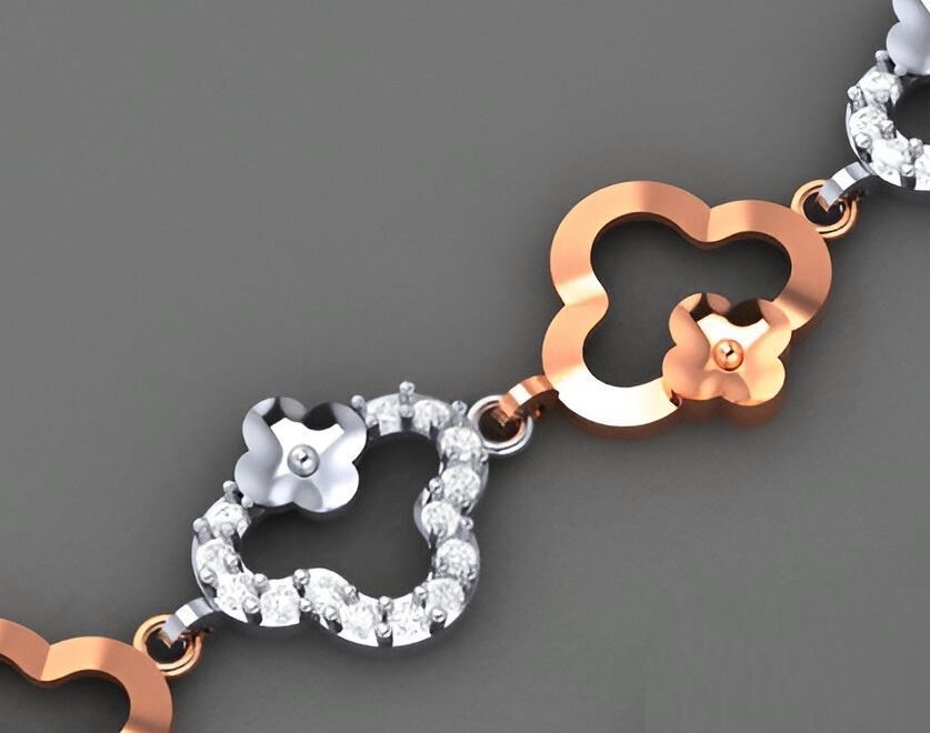 Flower Light Diamond Bracelet 3dm stl renders details 3D print model_7