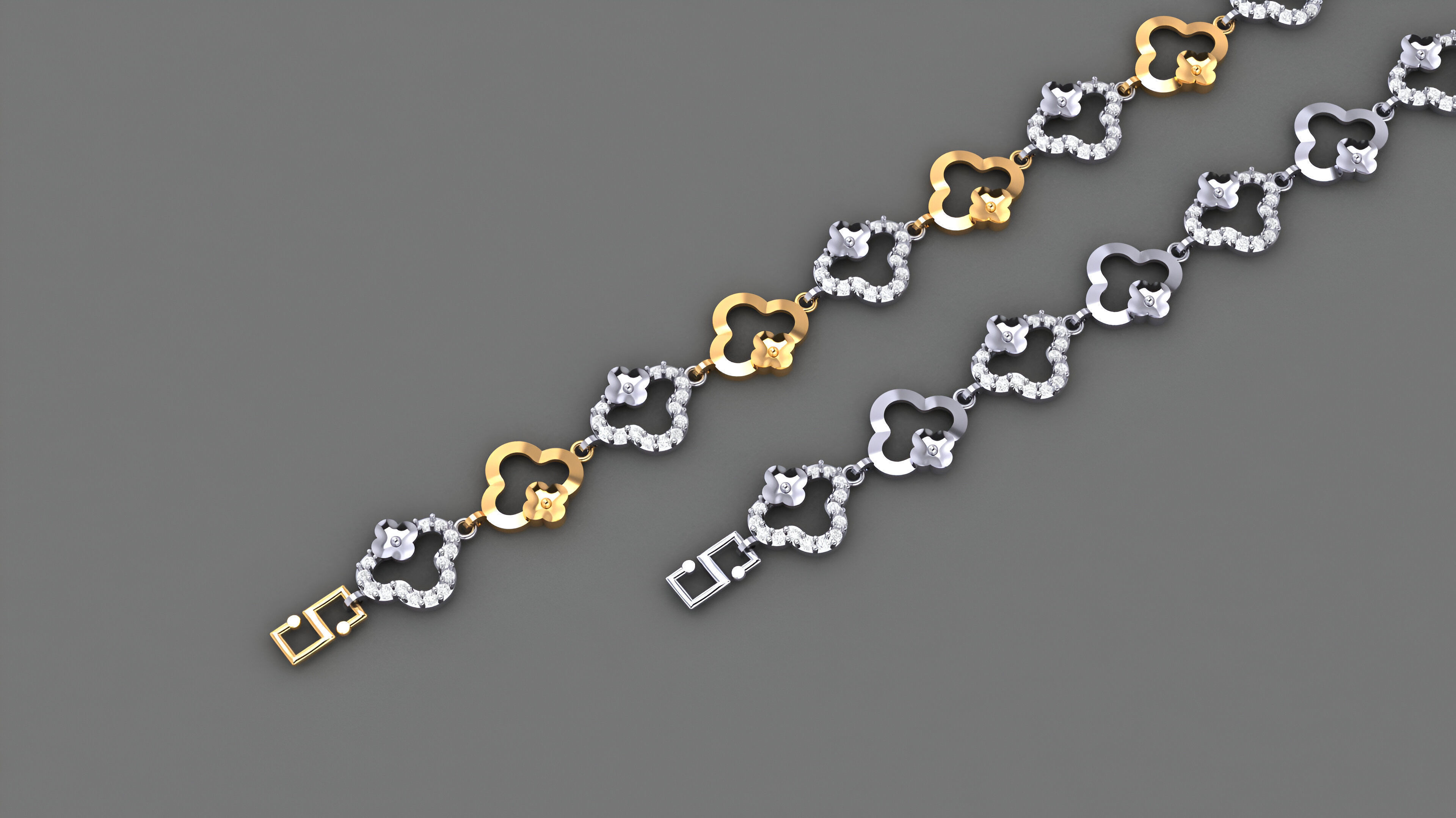 Flower Light Diamond Bracelet 3dm stl renders details 3D print model_1