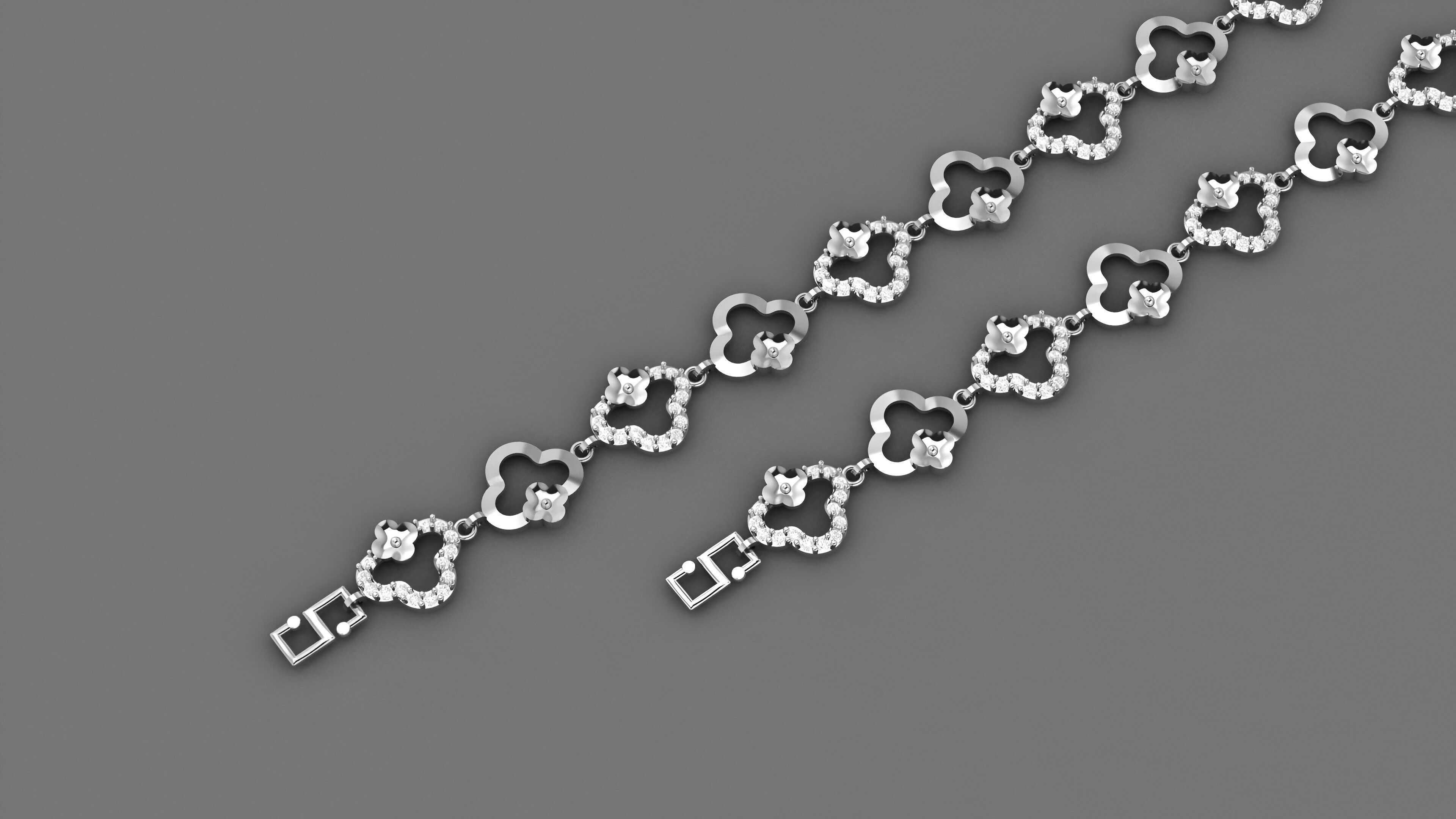Flower Light Diamond Bracelet 3dm stl renders details 3D print model_2