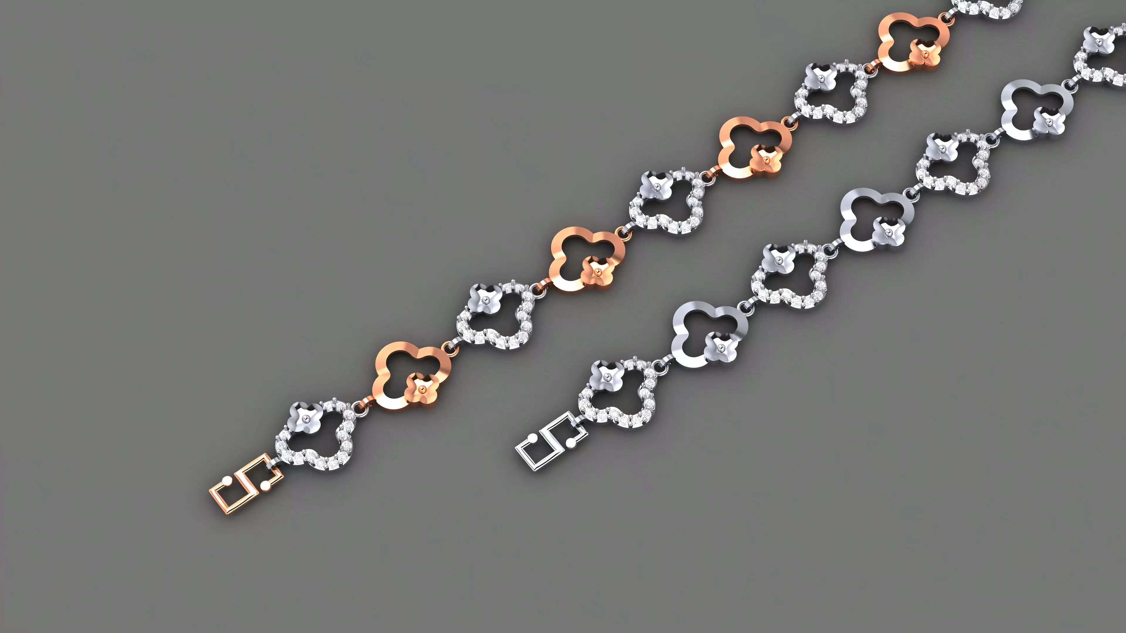 Flower Light Diamond Bracelet 3dm stl renders details 3D print model_0