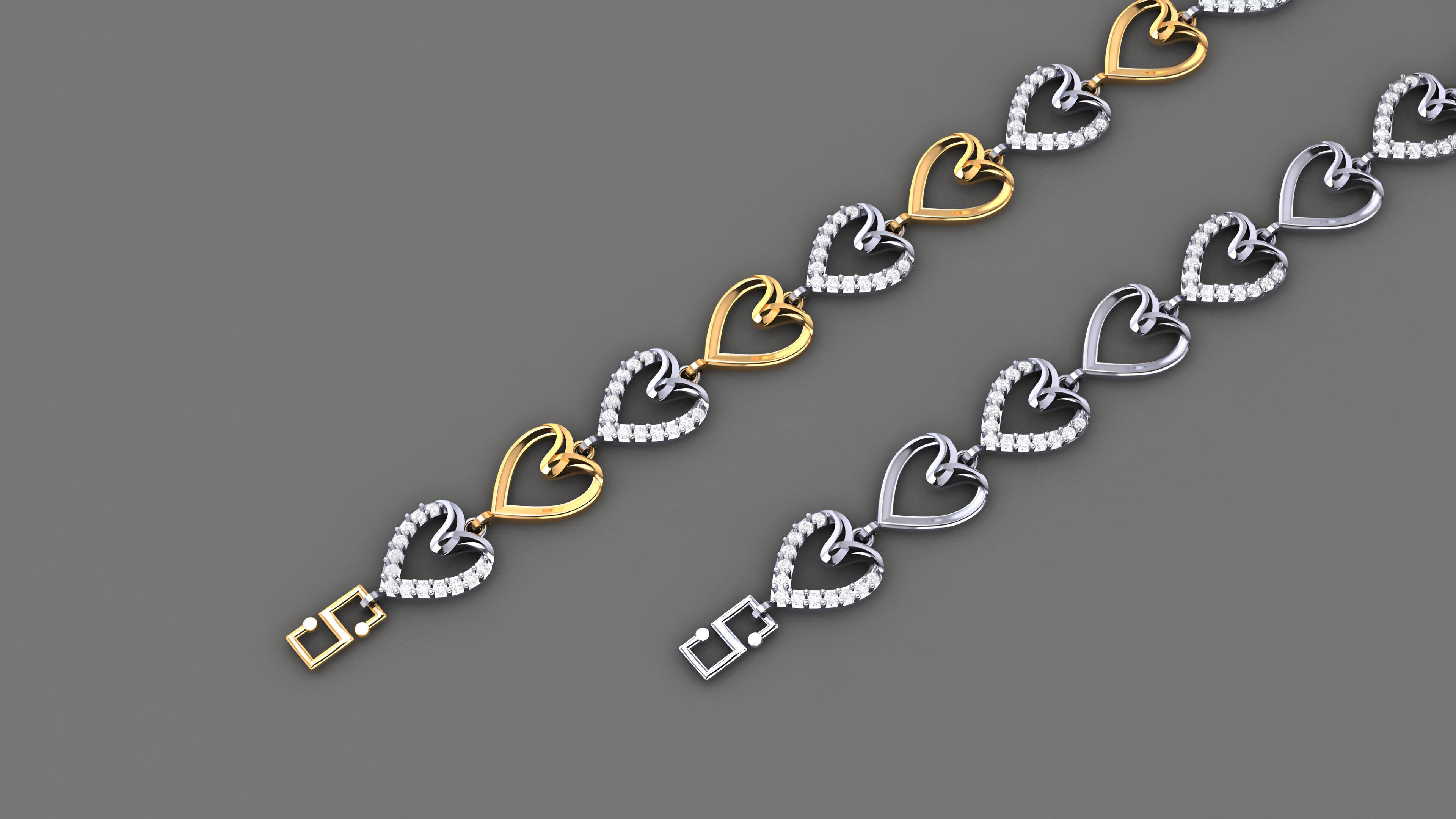 Heart Love Valentine Light Diamond Bracelet 3dm stl renders  3D print model_2