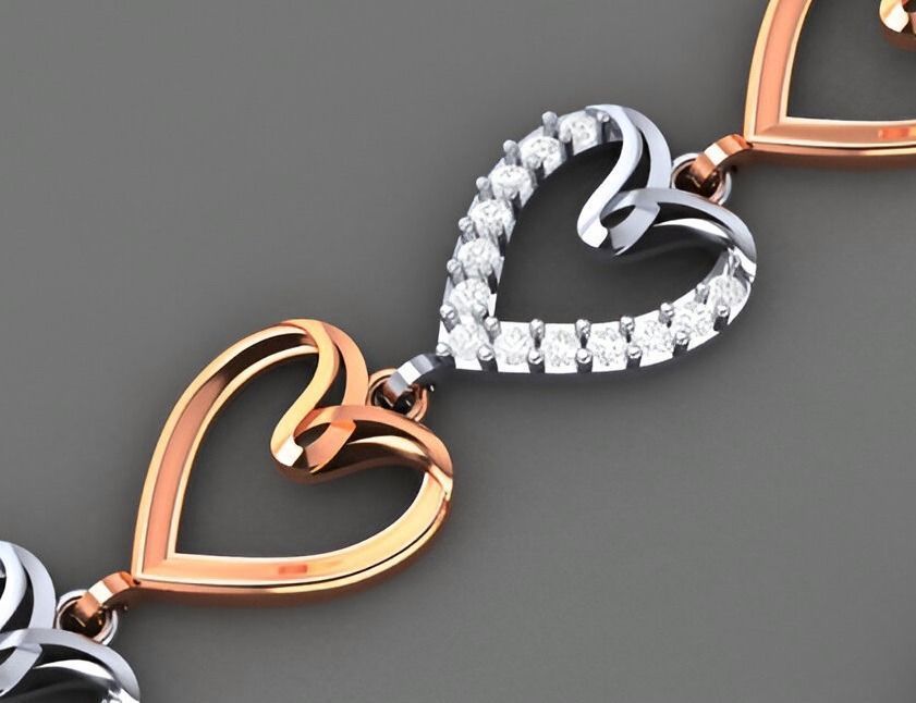 Heart Love Valentine Light Diamond Bracelet 3dm stl renders  3D print model_7