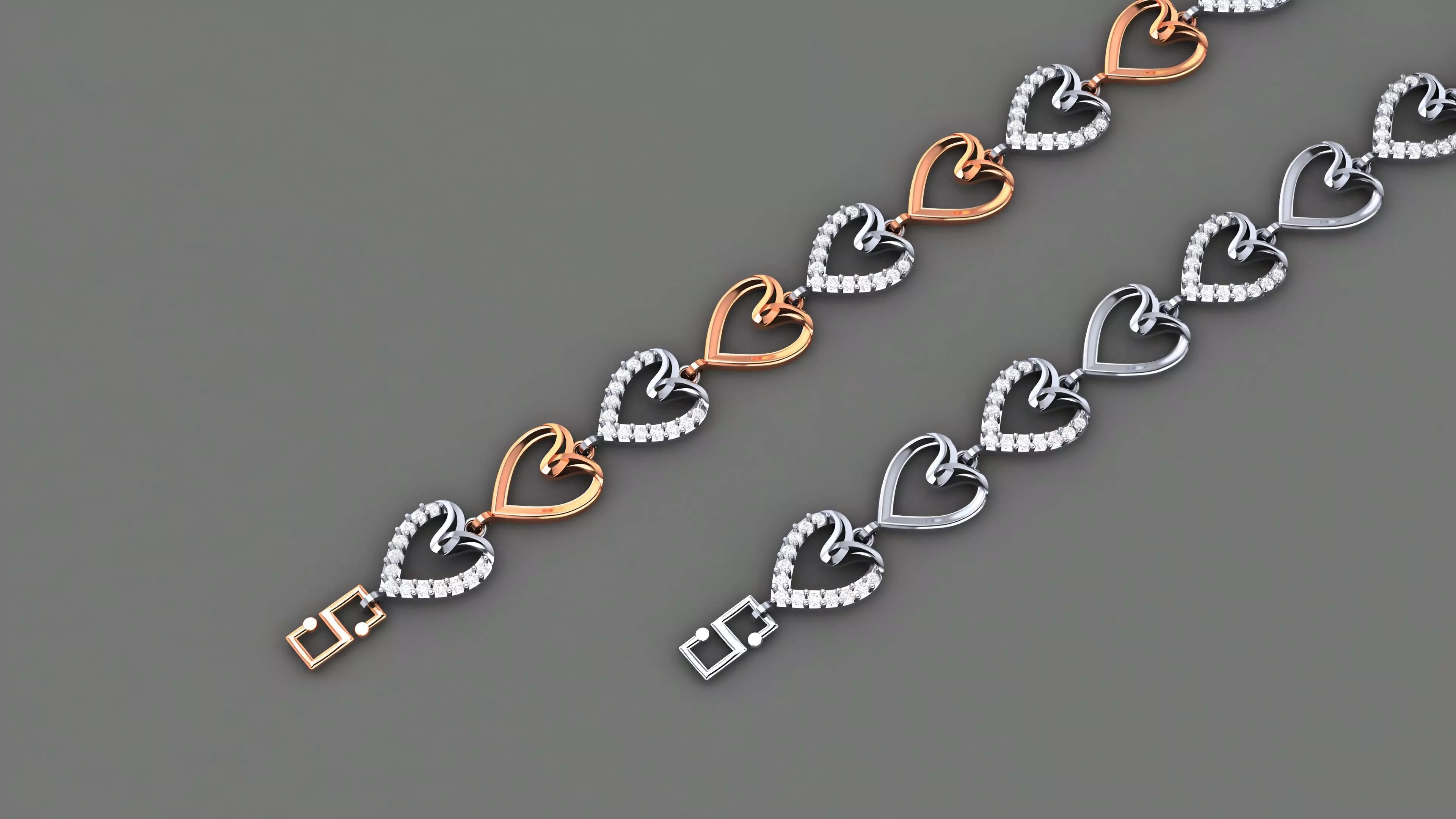 Heart Love Valentine Light Diamond Bracelet 3dm stl renders  3D print model_0