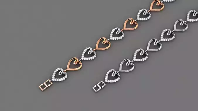 Heart Love Valentine Light Diamond Bracelet 3dm stl renders  3D print model
