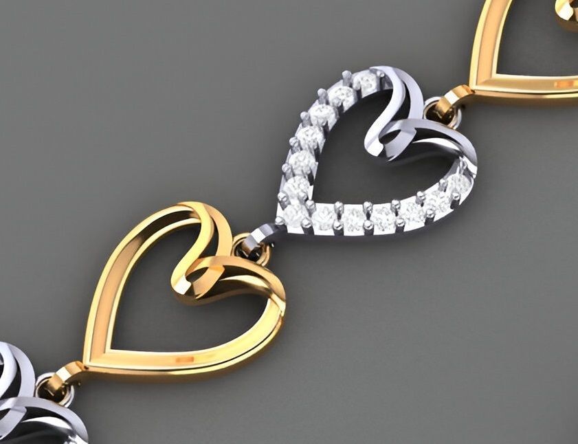 Heart Love Valentine Light Diamond Bracelet 3dm stl renders  3D print model_4