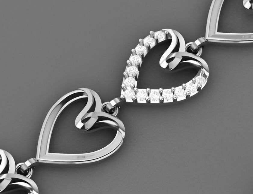 Heart Love Valentine Light Diamond Bracelet 3dm stl renders  3D print model_9