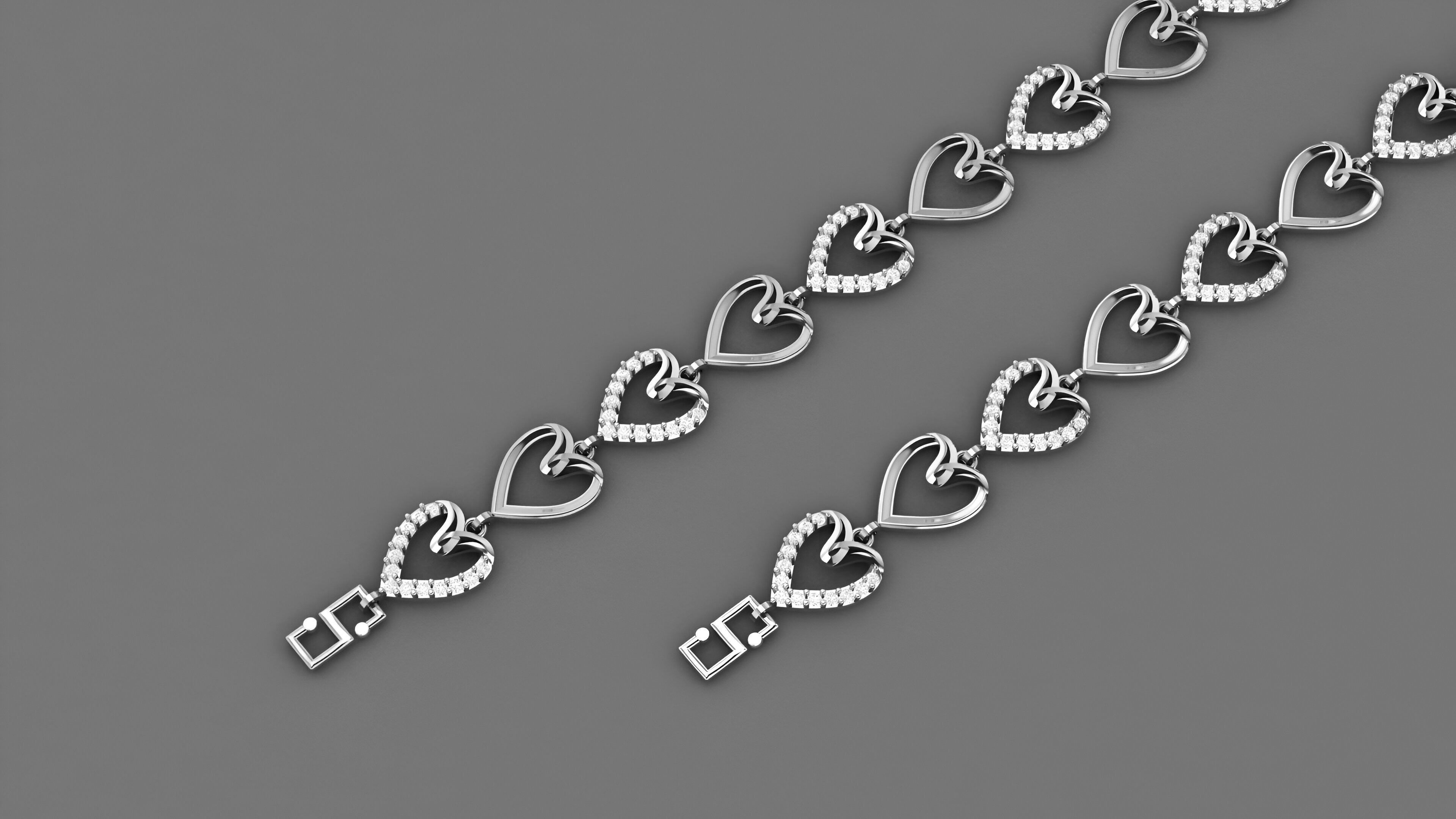 Heart Love Valentine Light Diamond Bracelet 3dm stl renders  3D print model_1