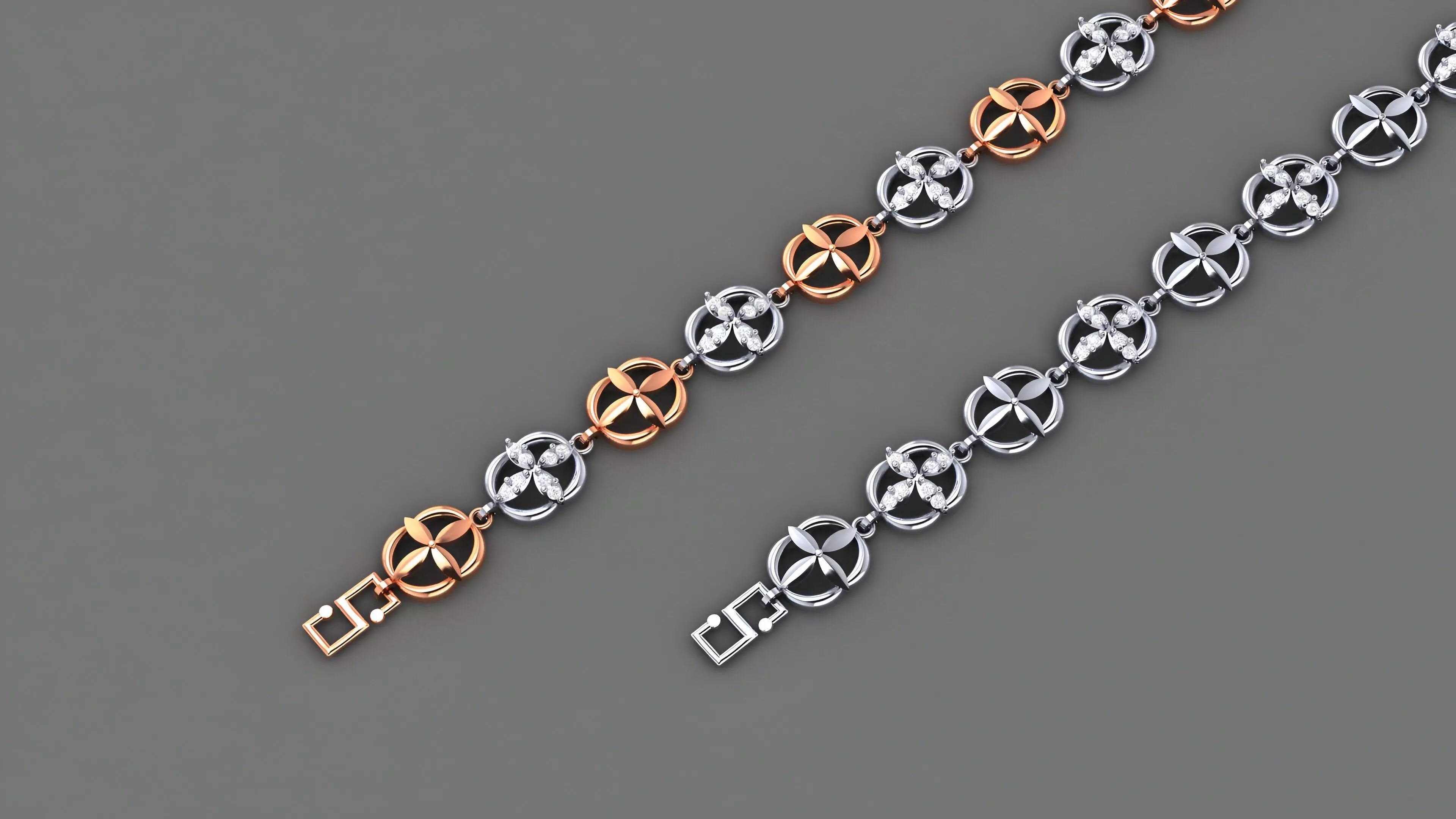 Blooming Flower Light Diamond Bracelet 3dm stl renders details 3D print model_0