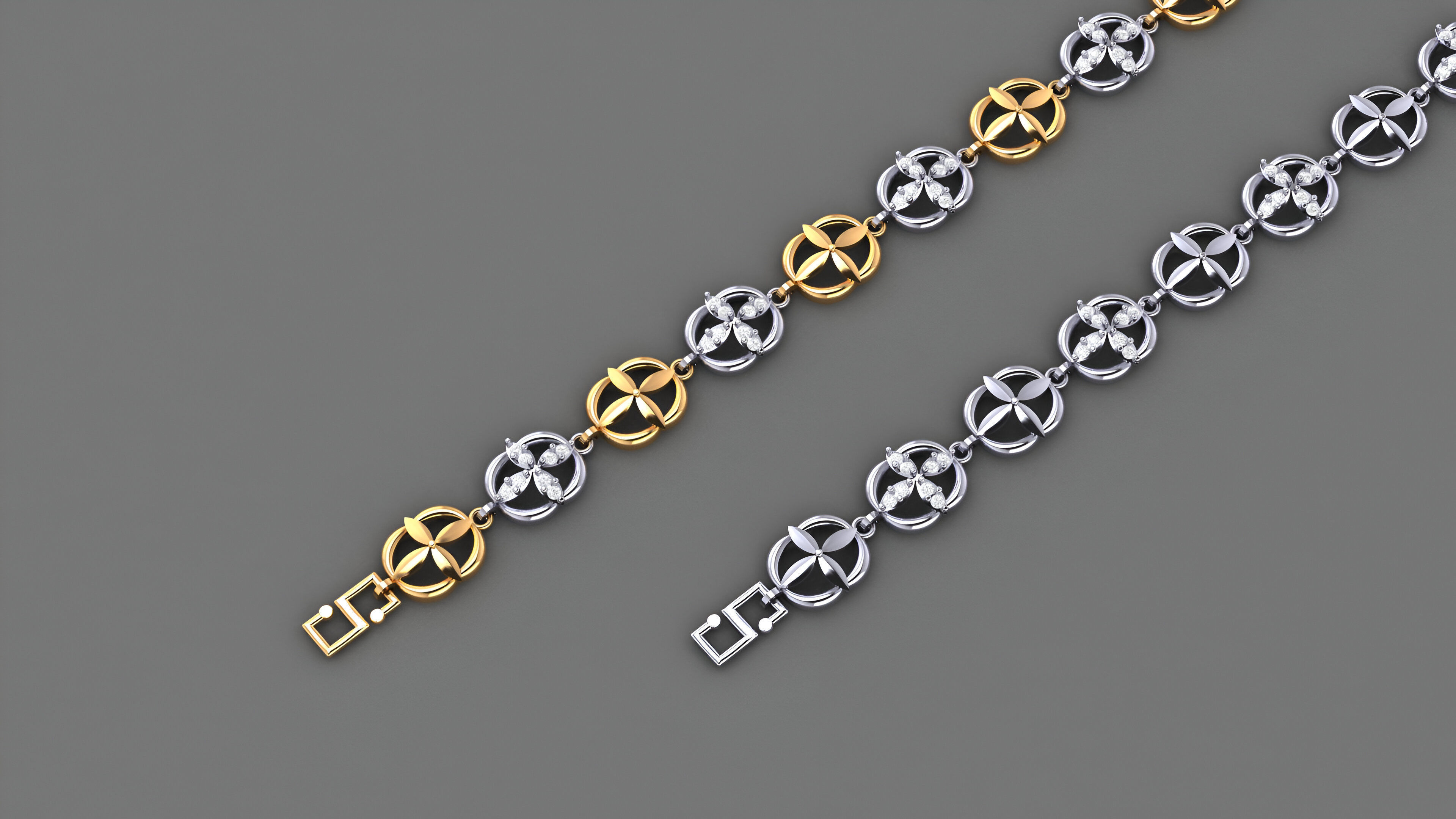 Blooming Flower Light Diamond Bracelet 3dm stl renders details 3D print model_1