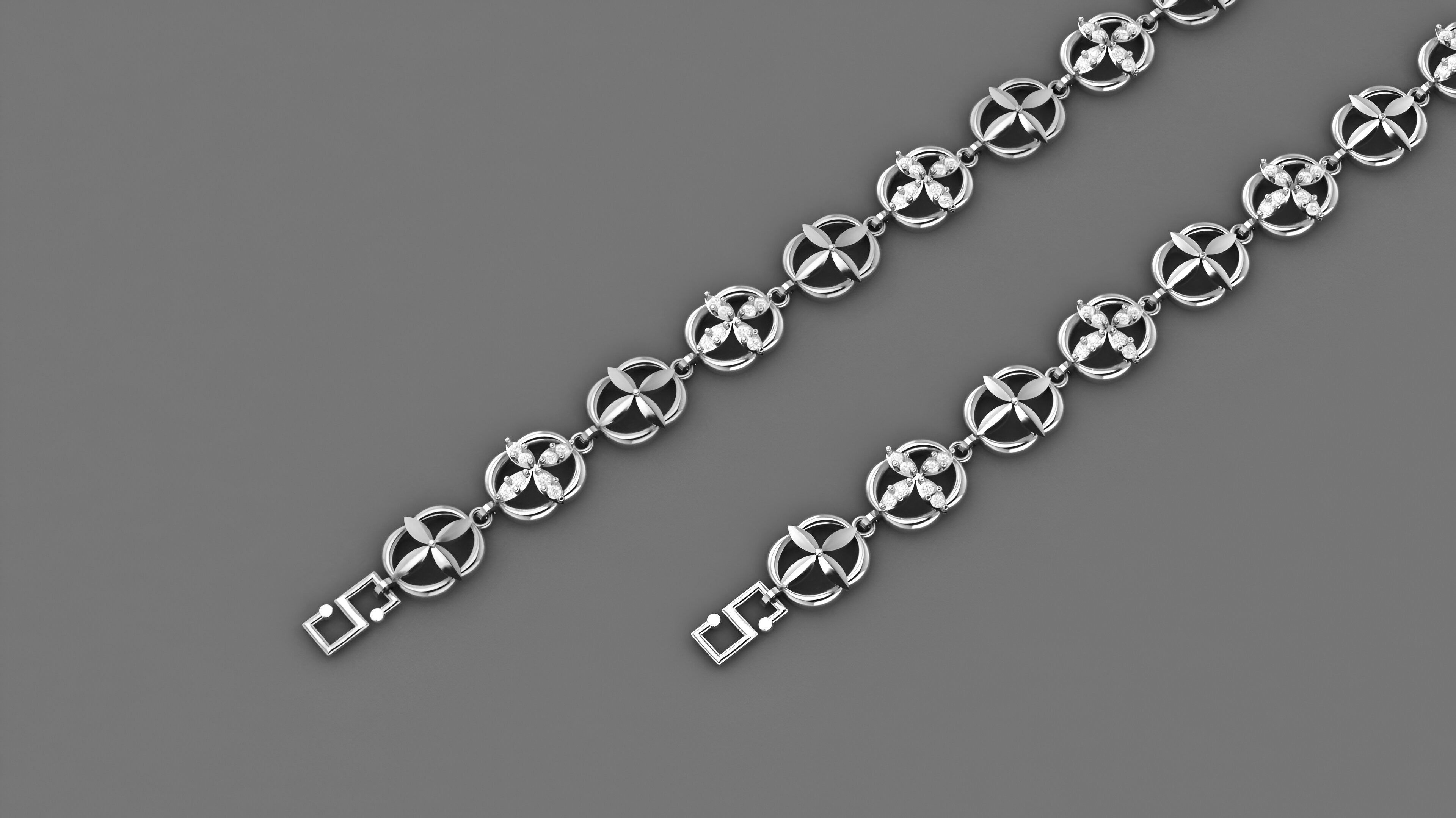 Blooming Flower Light Diamond Bracelet 3dm stl renders details 3D print model_2