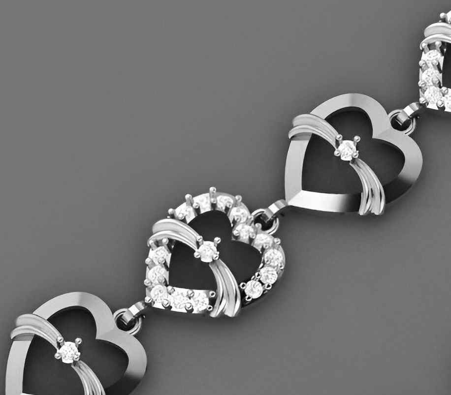Heart Love Valentine Light Diamond Bracelet 3dm stl renders 3D print model_9
