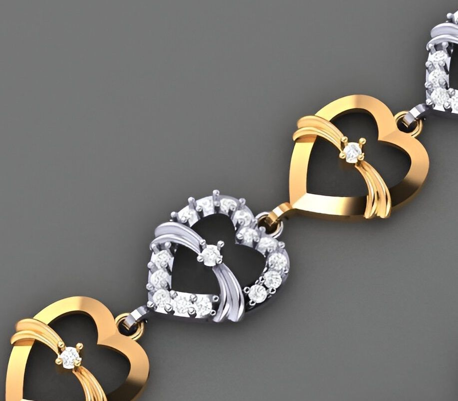 Heart Love Valentine Light Diamond Bracelet 3dm stl renders 3D print model_4
