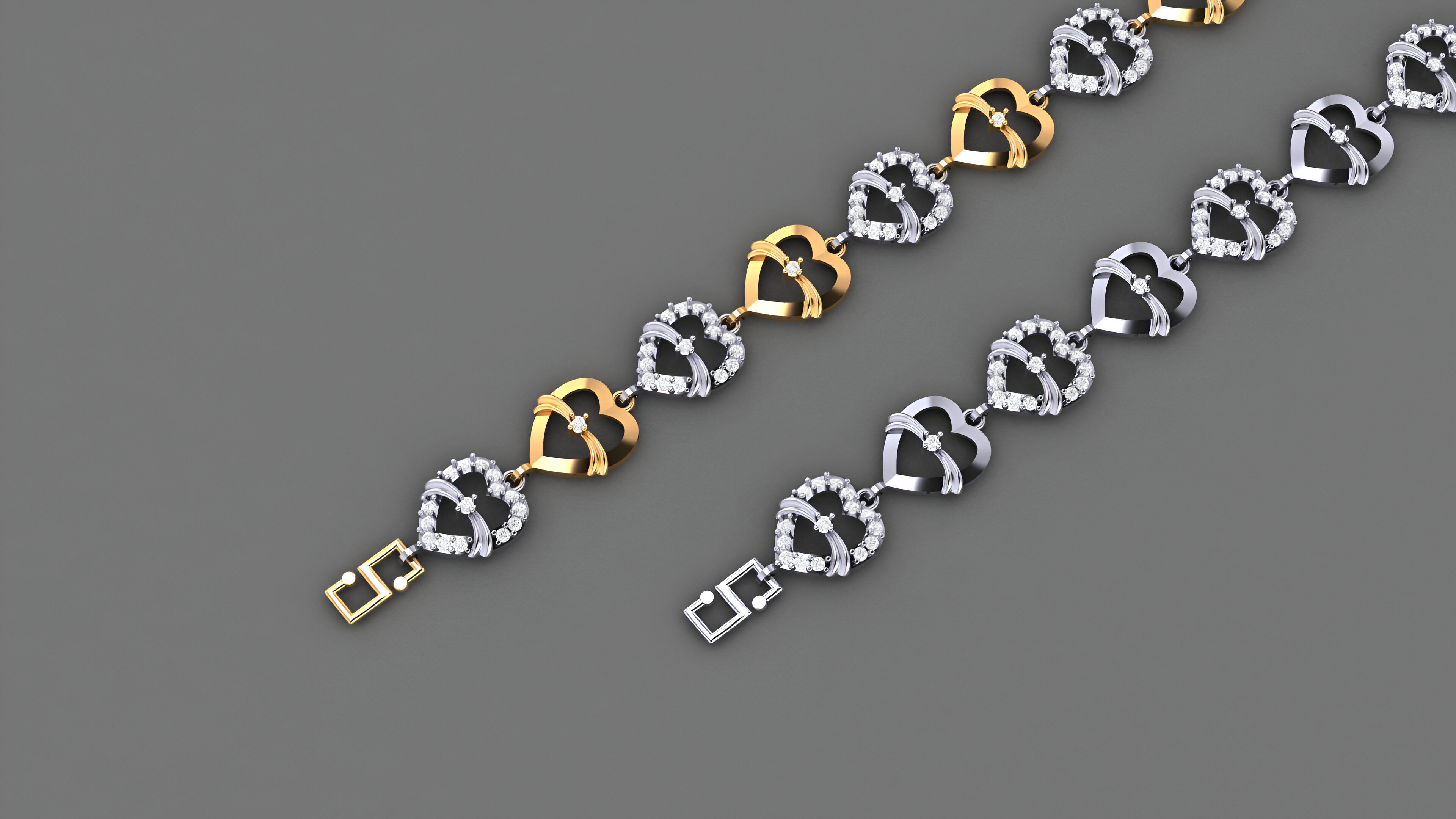 Heart Love Valentine Light Diamond Bracelet 3dm stl renders 3D print model_1