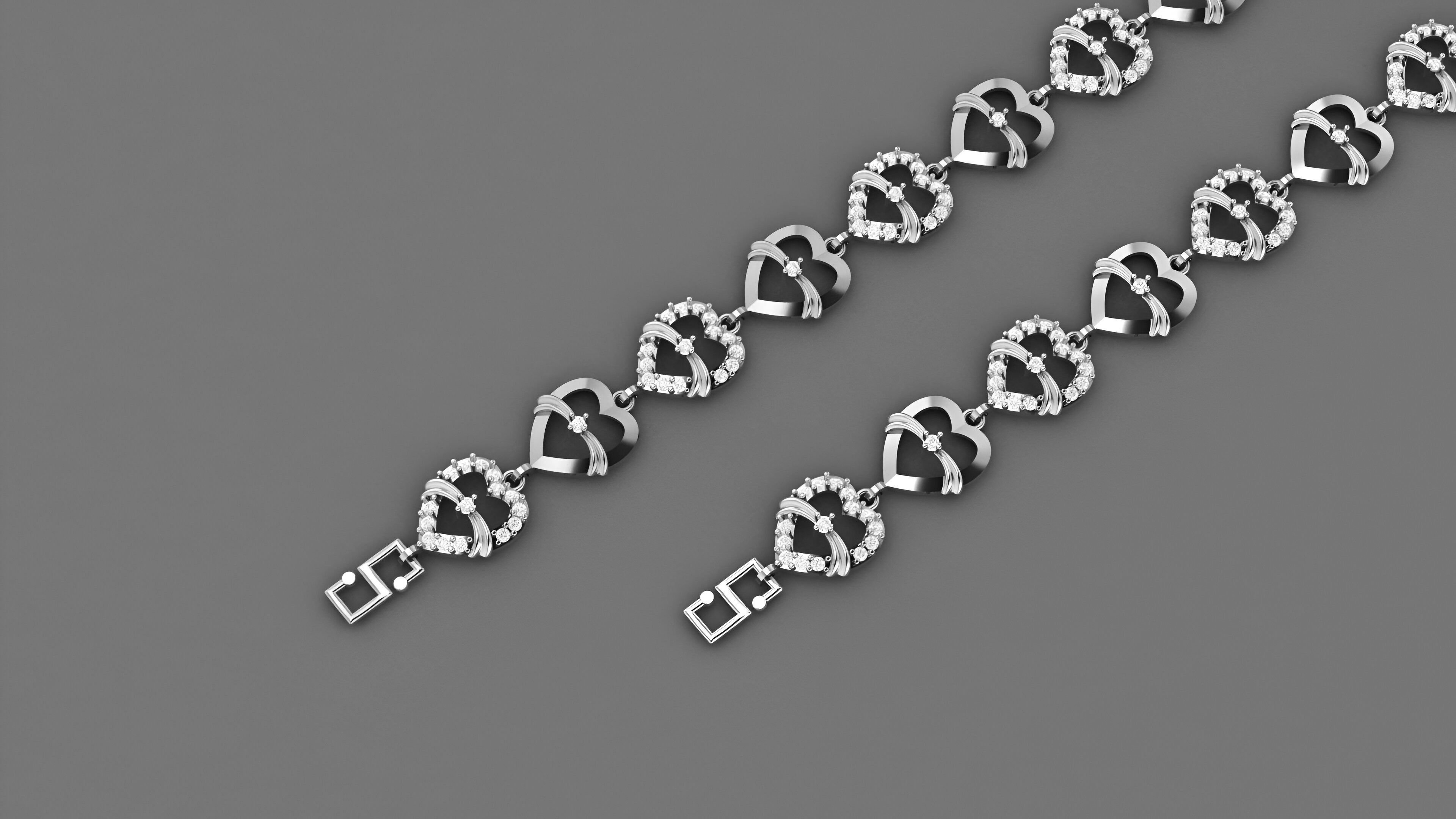 Heart Love Valentine Light Diamond Bracelet 3dm stl renders 3D print model_2