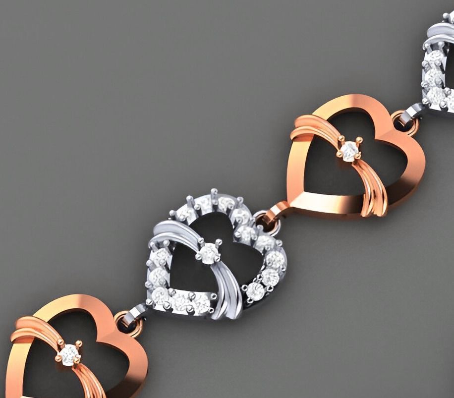 Heart Love Valentine Light Diamond Bracelet 3dm stl renders 3D print model_7