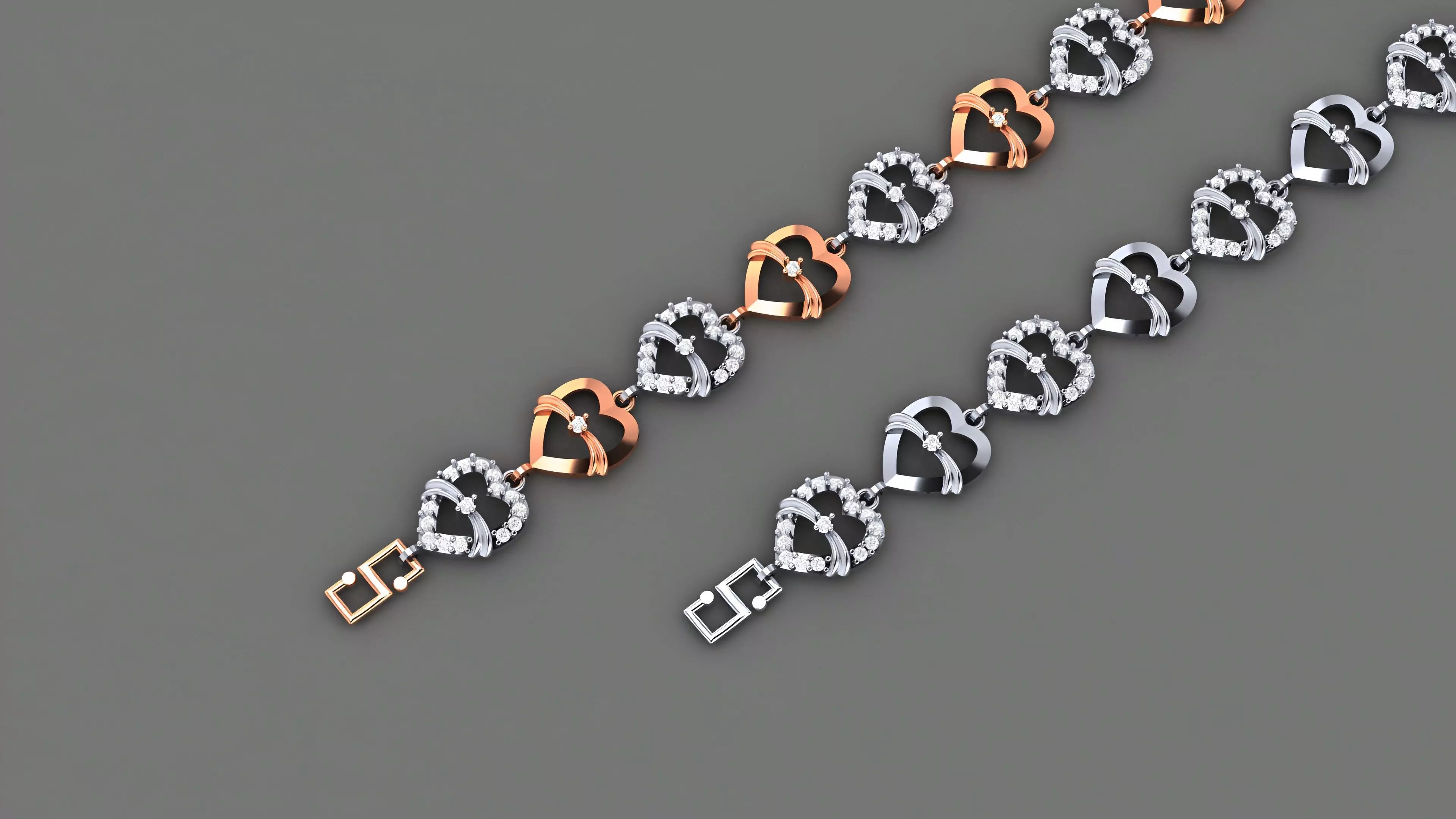 Heart Love Valentine Light Diamond Bracelet 3dm stl renders 3D print model_0