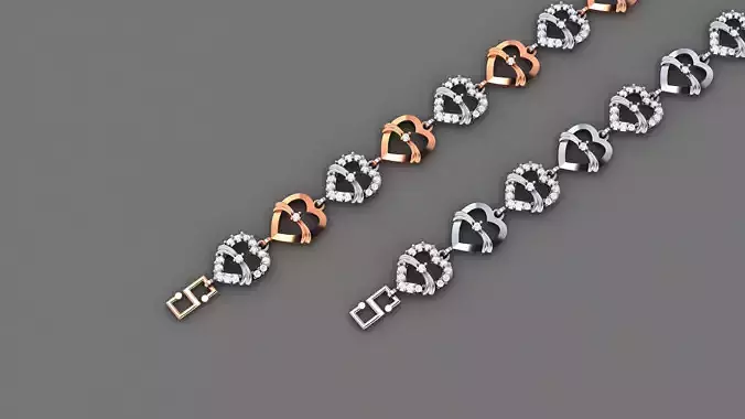 Heart Love Valentine Light Diamond Bracelet 3dm stl renders 3D print model