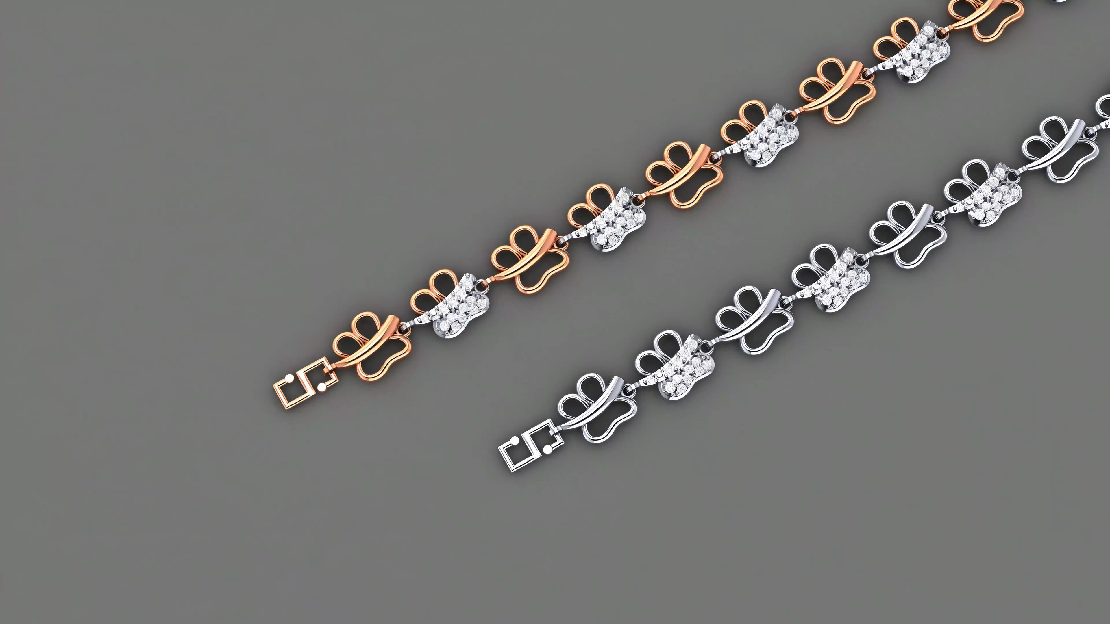 Butterfly Light Diamond Bracelet 3dm stl renders details 3D print model_0