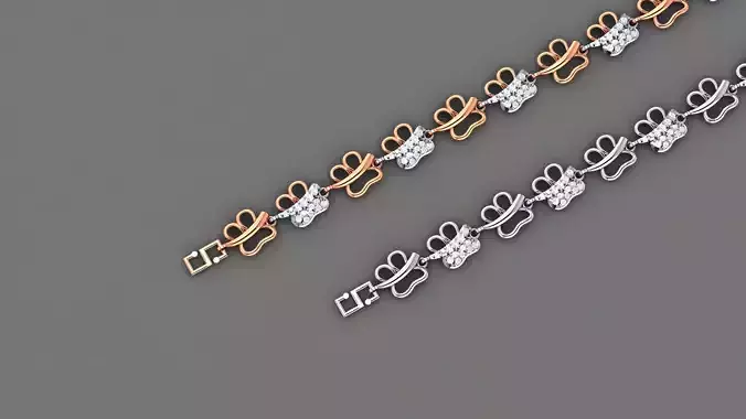 Butterfly Light Diamond Bracelet 3dm stl renders details 3D print model