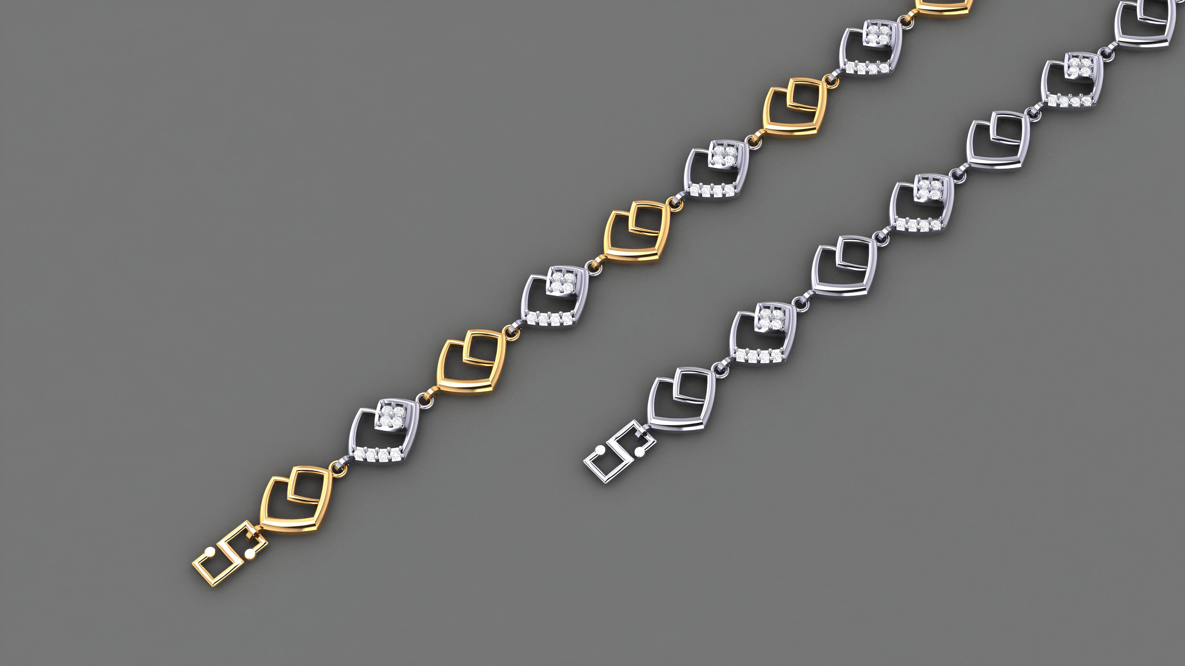 Fibonacci Light Diamond Bracelet 3dm stl renders details 3D print model_1