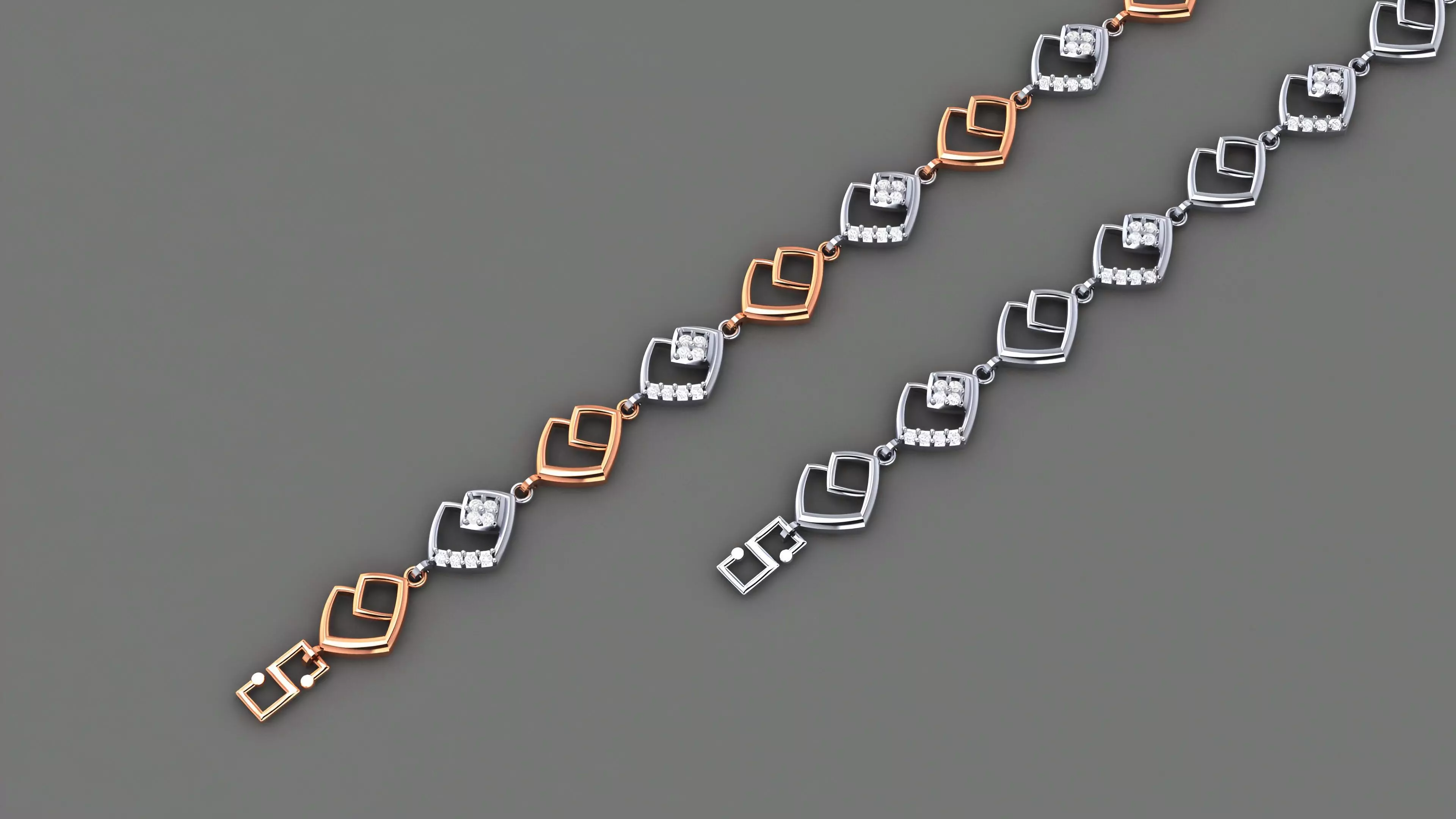 Fibonacci Light Diamond Bracelet 3dm stl renders details 3D print model_0