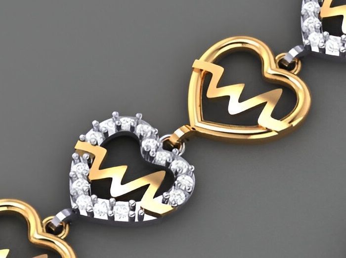 Heart Beats Light Diamond Bracelet 3dm stl renders details 3D print model_4