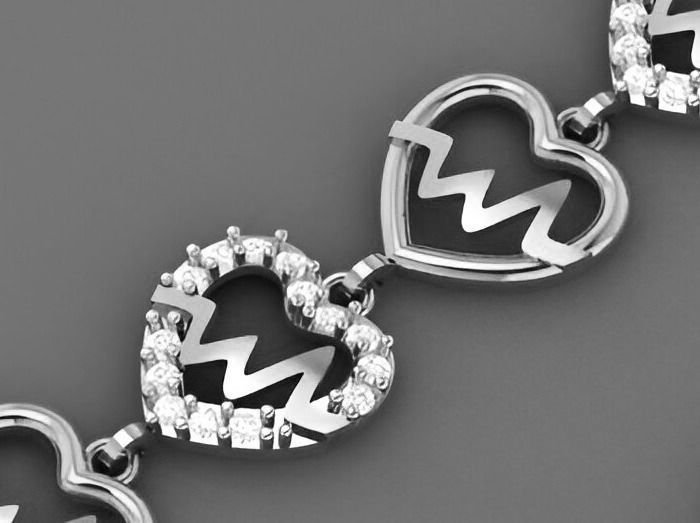 Heart Beats Light Diamond Bracelet 3dm stl renders details 3D print model_9