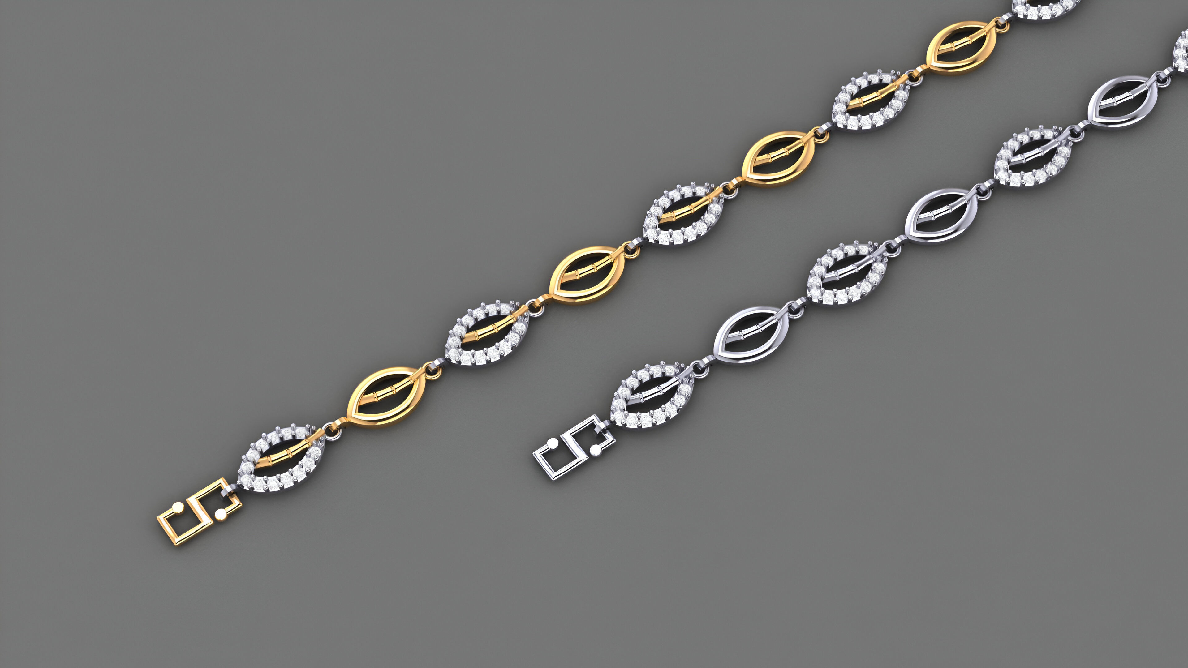 Bamboo Stick Light Diamond Bracelet 3dm stl renders details 3D print model_2