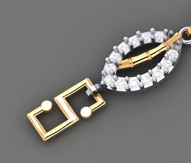 Bamboo Stick Light Diamond Bracelet 3dm stl renders details 3D print model_1