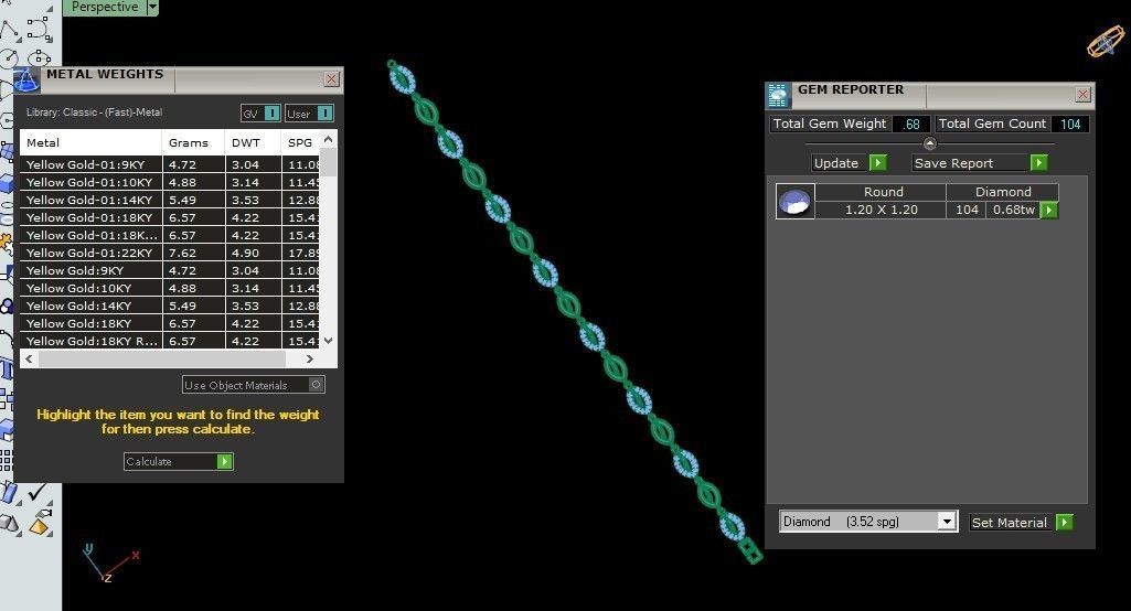 Bamboo Stick Light Diamond Bracelet 3dm stl renders details 3D print model_4