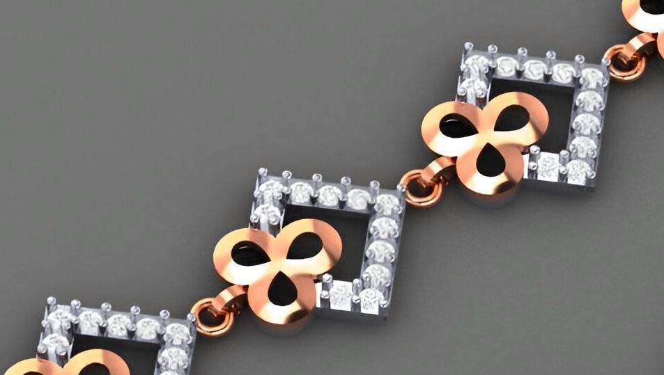 Flower Light Diamond Bracelet 3dm stl renders details 3D print model_7