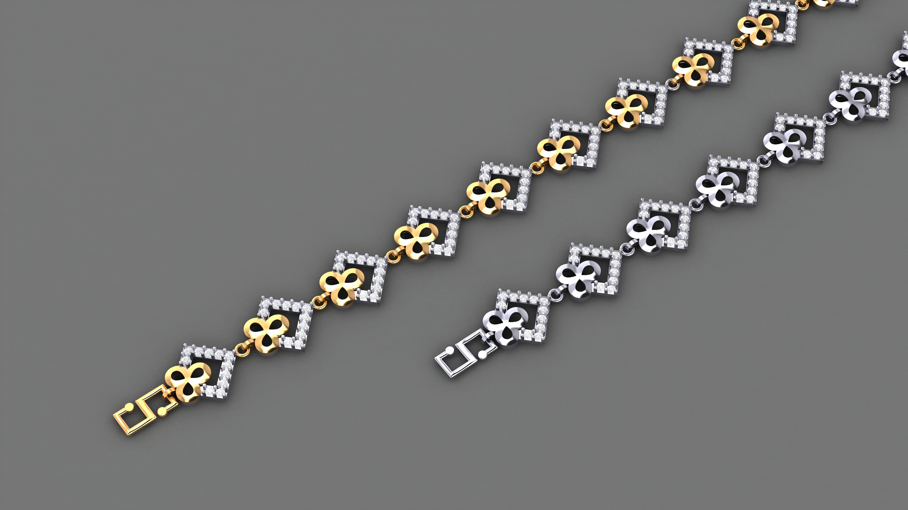 Flower Light Diamond Bracelet 3dm stl renders details 3D print model_1