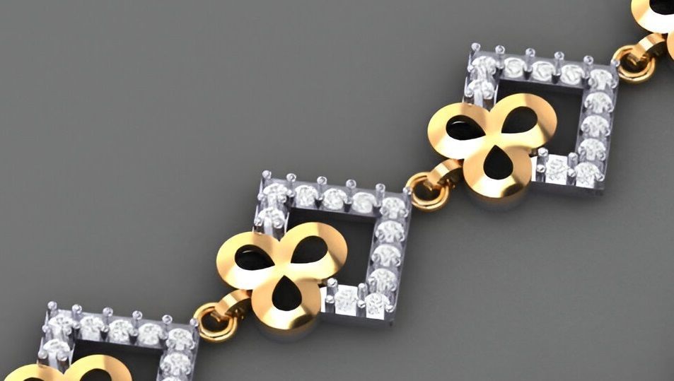 Flower Light Diamond Bracelet 3dm stl renders details 3D print model_4