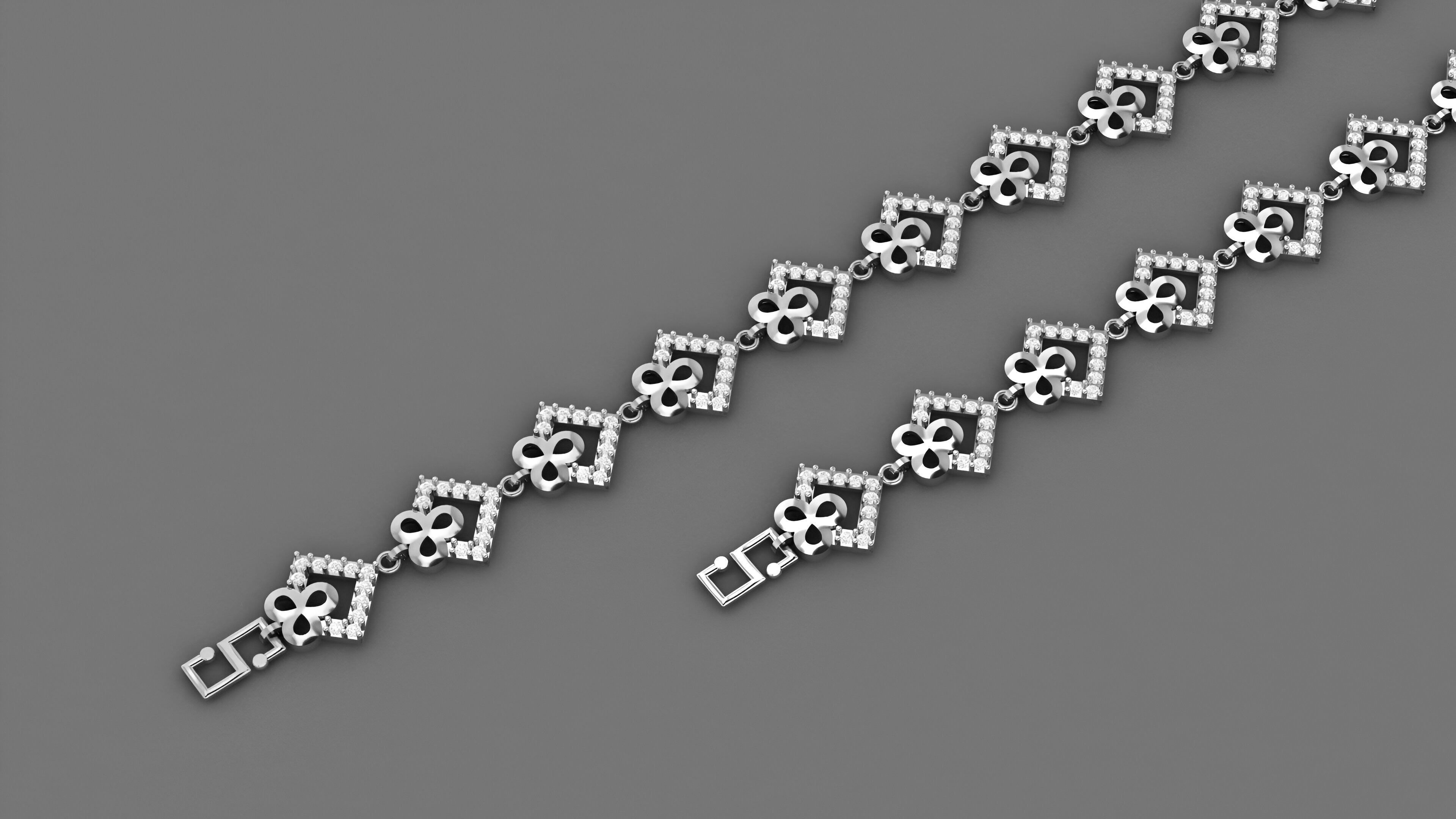Flower Light Diamond Bracelet 3dm stl renders details 3D print model_2