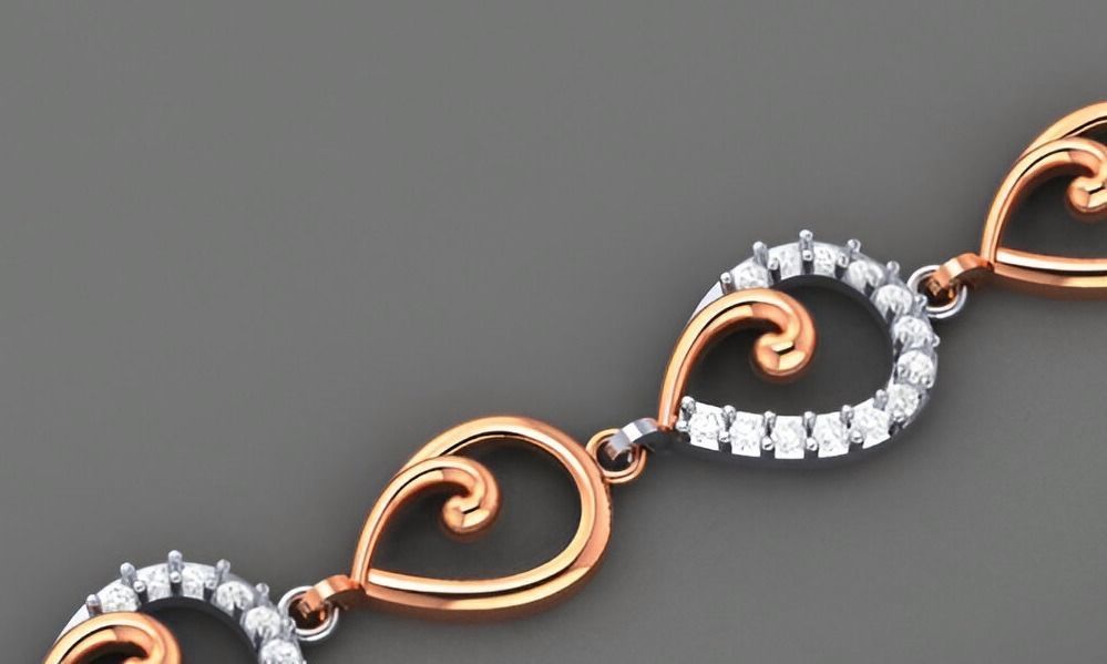 Pear Leaves Light Diamond Bracelet 3dm stl renders details 3D print model_6