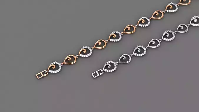 Pear Leaves Light Diamond Bracelet 3dm stl renders details