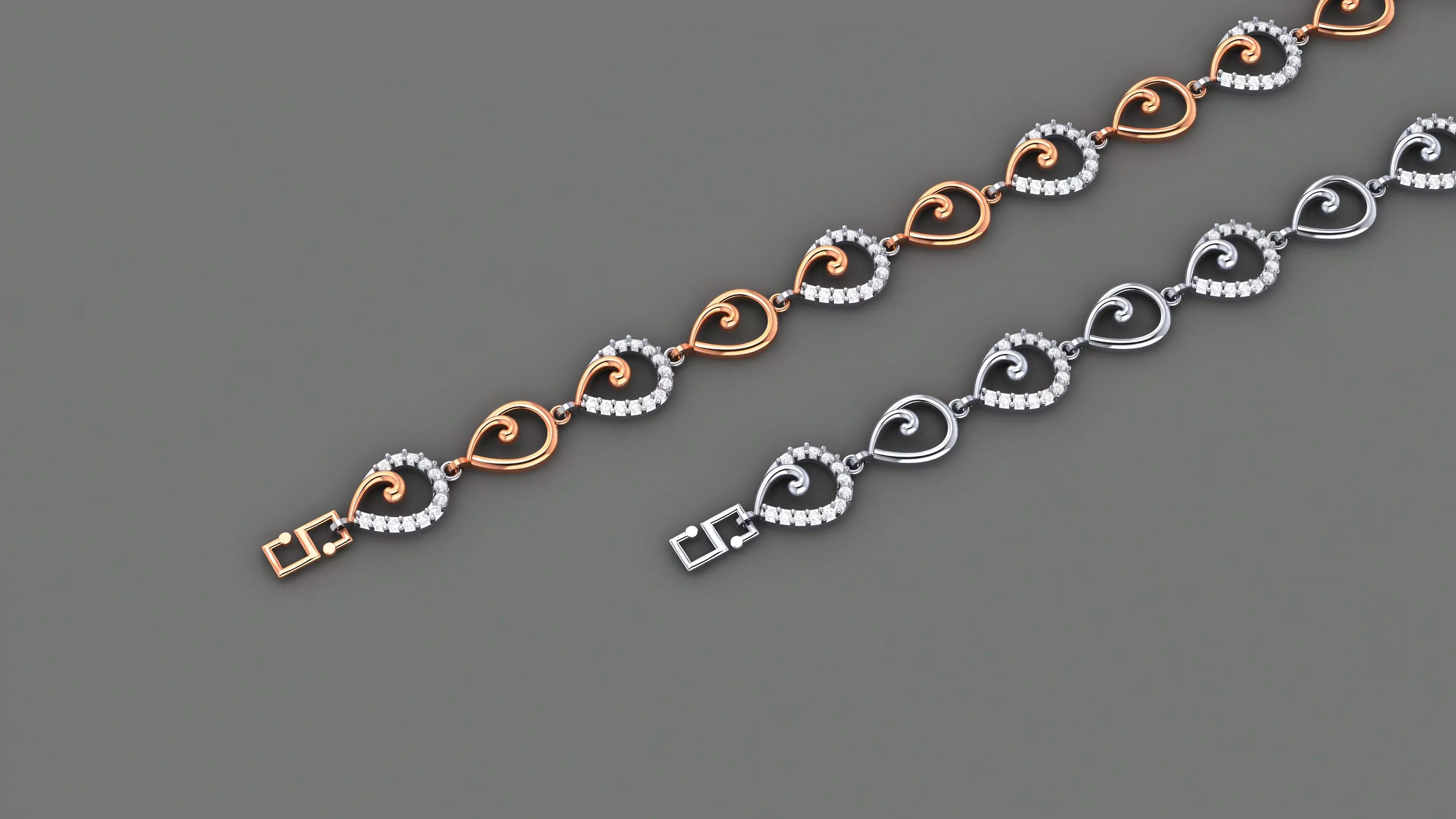 Pear Leaves Light Diamond Bracelet 3dm stl renders details 3D print model_0