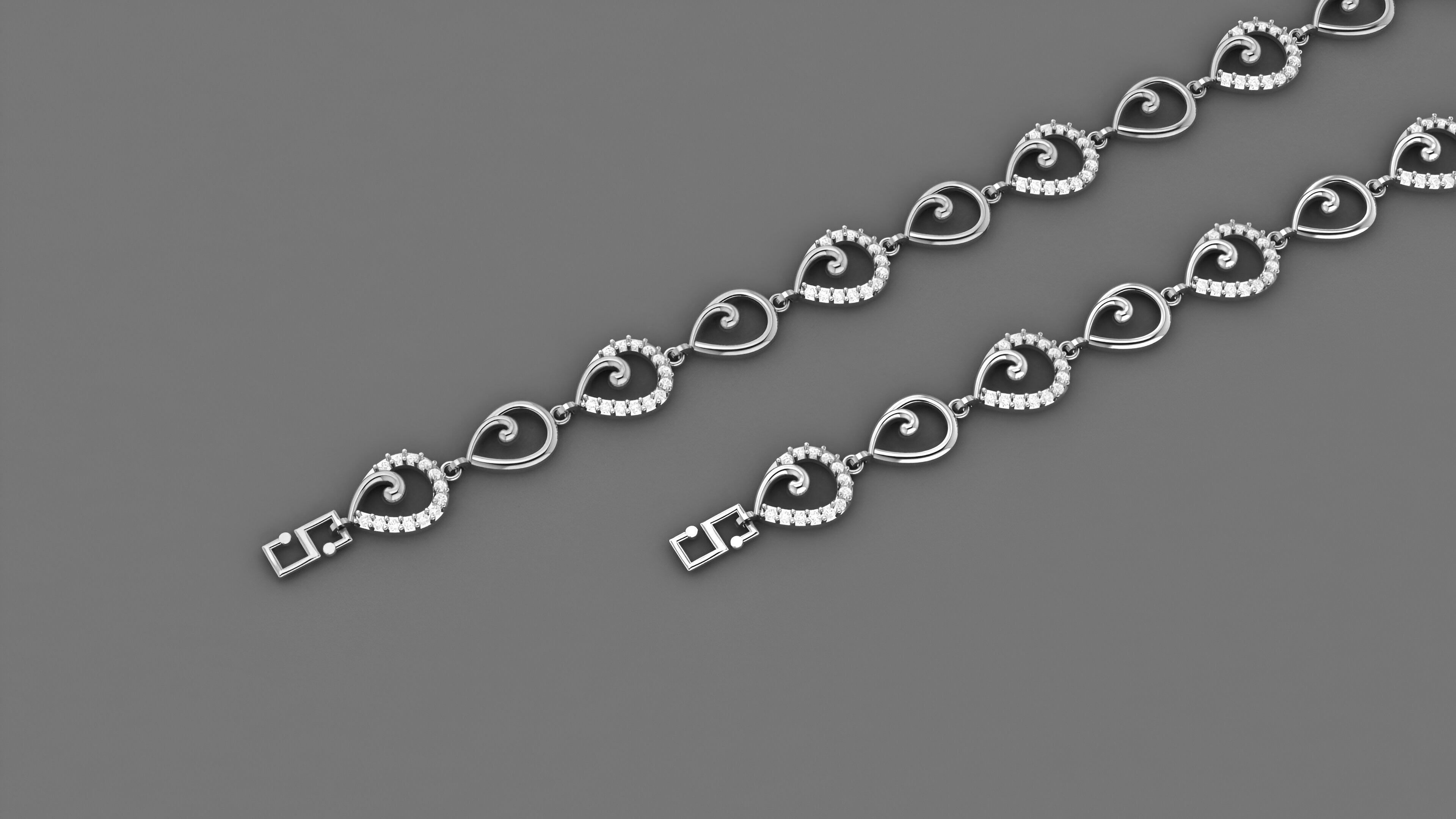 Pear Leaves Light Diamond Bracelet 3dm stl renders details 3D print model_8