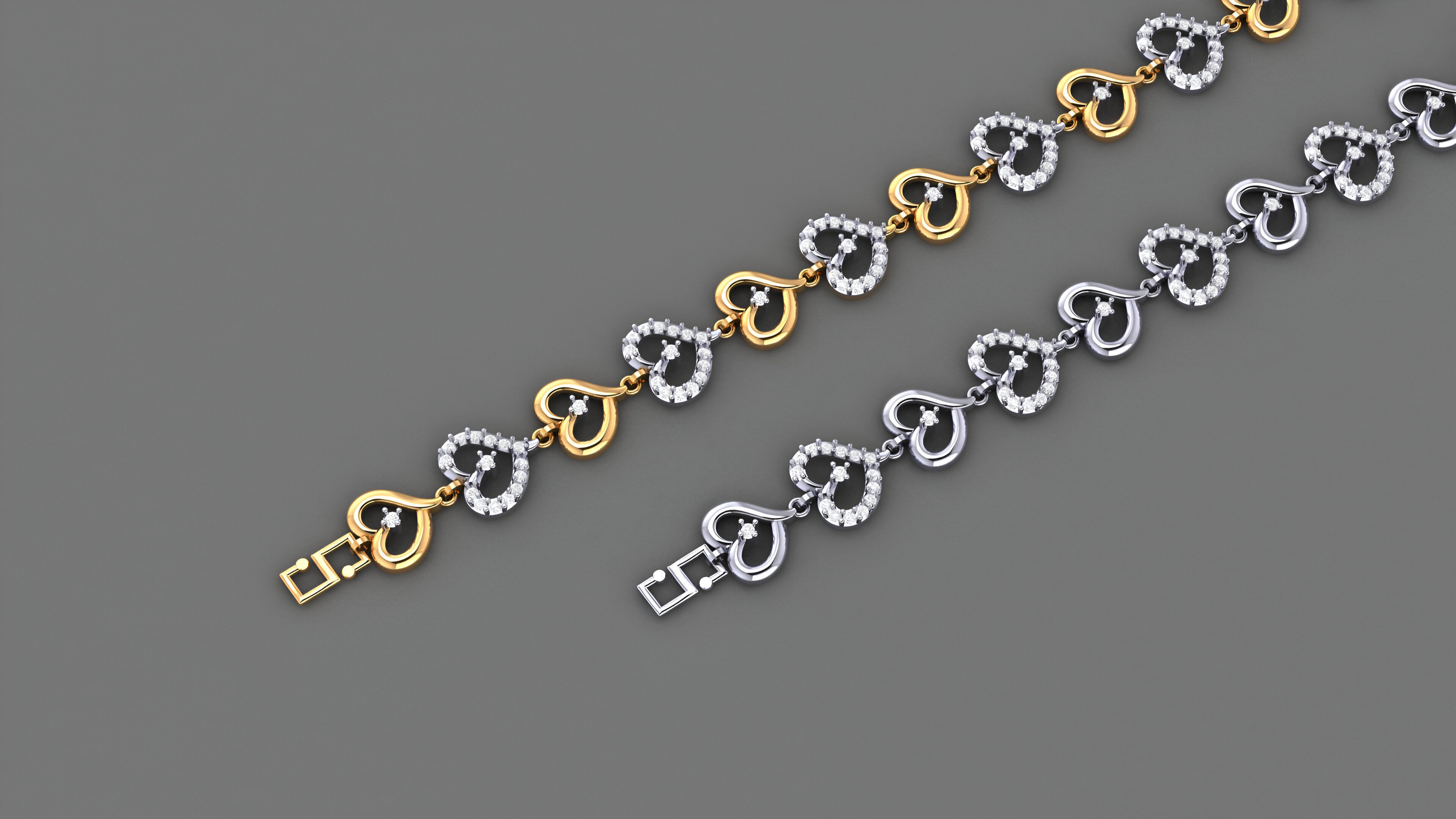 Heart Love Valentine Light Diamond Bracelet 3dm stl renders 3D print model_2