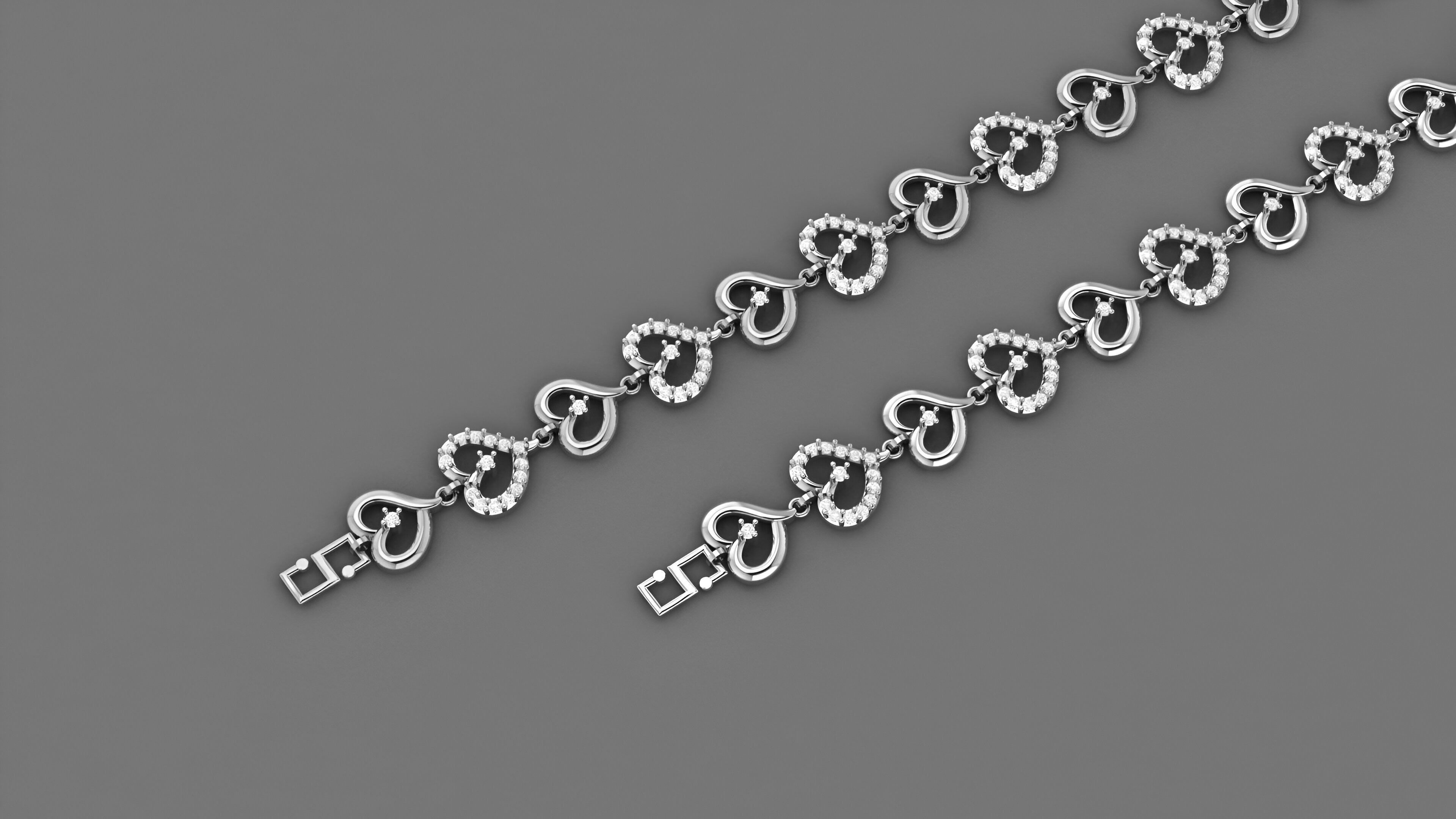 Heart Love Valentine Light Diamond Bracelet 3dm stl renders 3D print model_9