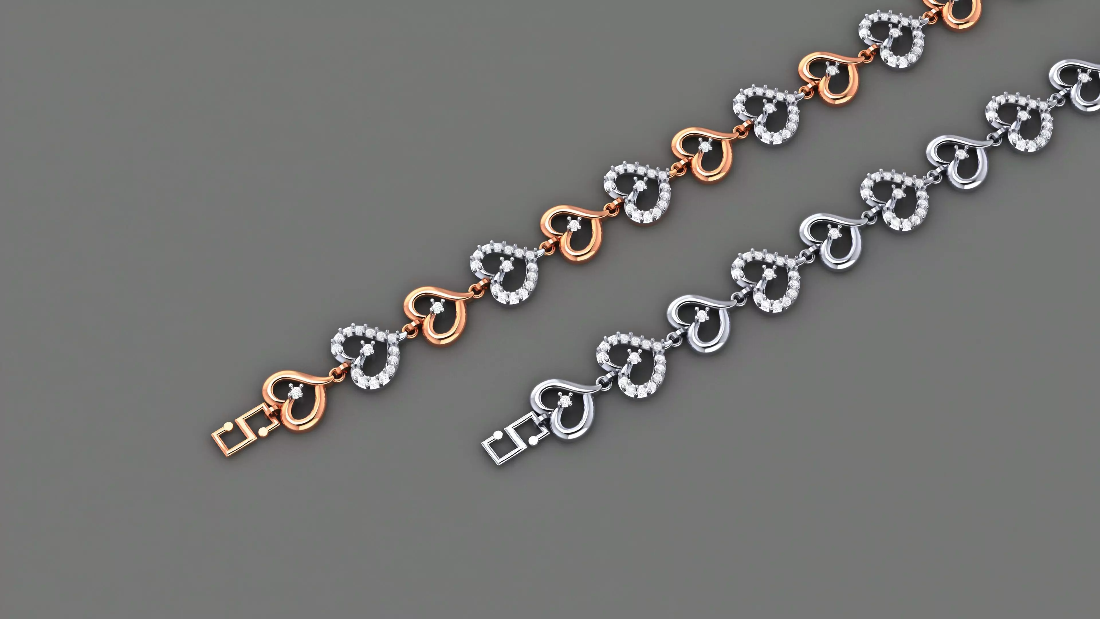 Heart Love Valentine Light Diamond Bracelet 3dm stl renders 3D print model_0