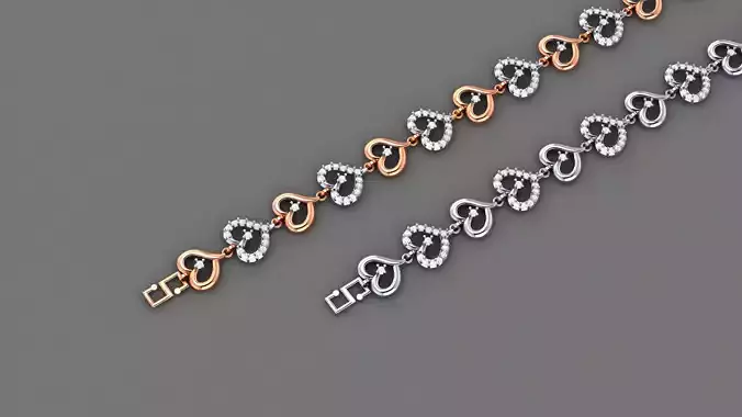 Heart Love Valentine Light Diamond Bracelet 3dm stl renders 3D print model