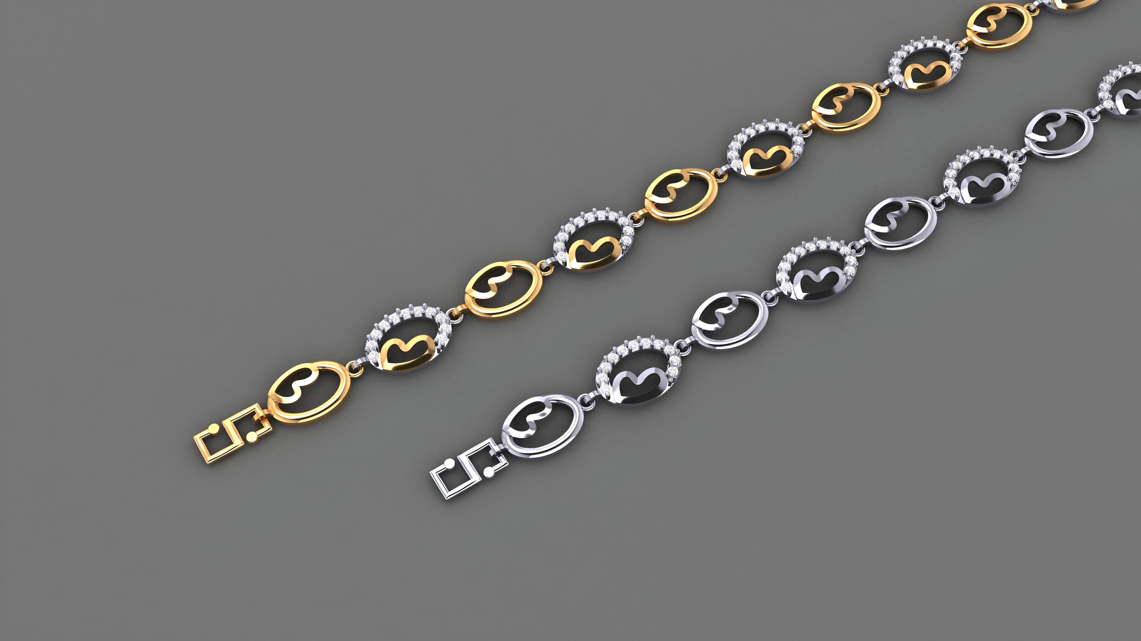 Heart Love Valentine Light Diamond Bracelet 3dm stl renders 3D print model_1