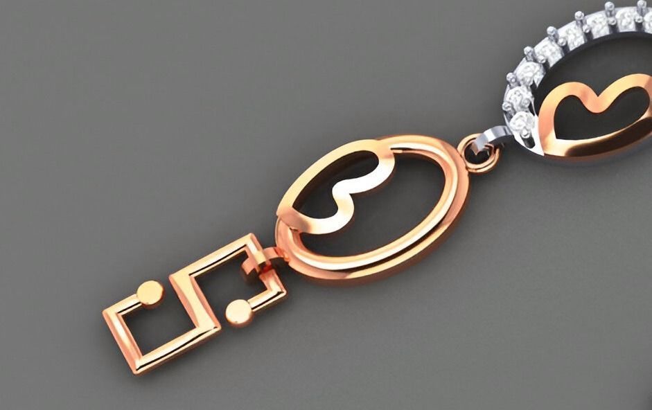 Heart Love Valentine Light Diamond Bracelet 3dm stl renders 3D print model_4