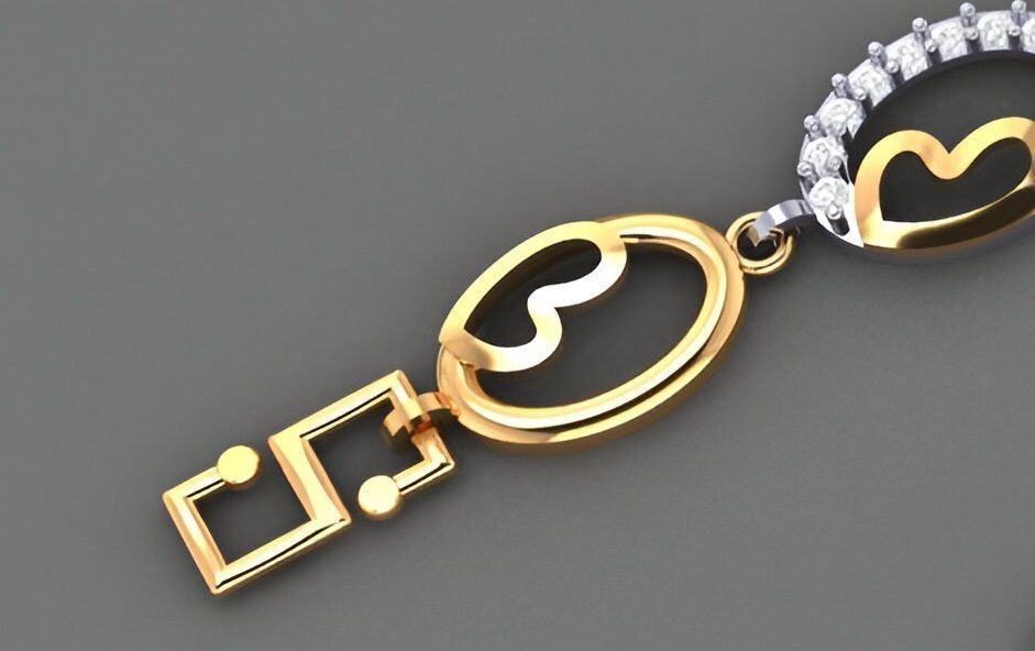 Heart Love Valentine Light Diamond Bracelet 3dm stl renders 3D print model_3