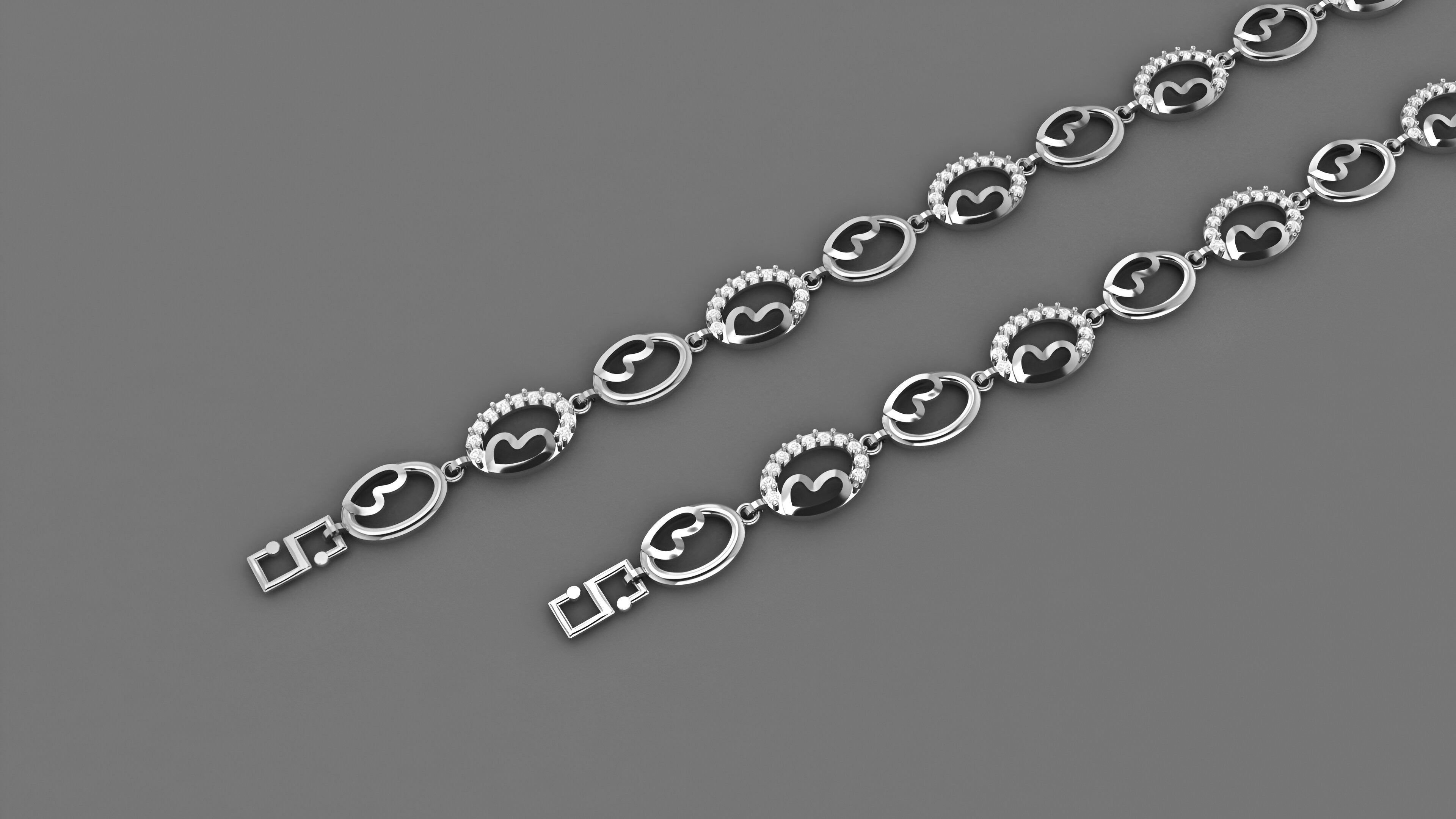 Heart Love Valentine Light Diamond Bracelet 3dm stl renders 3D print model_2