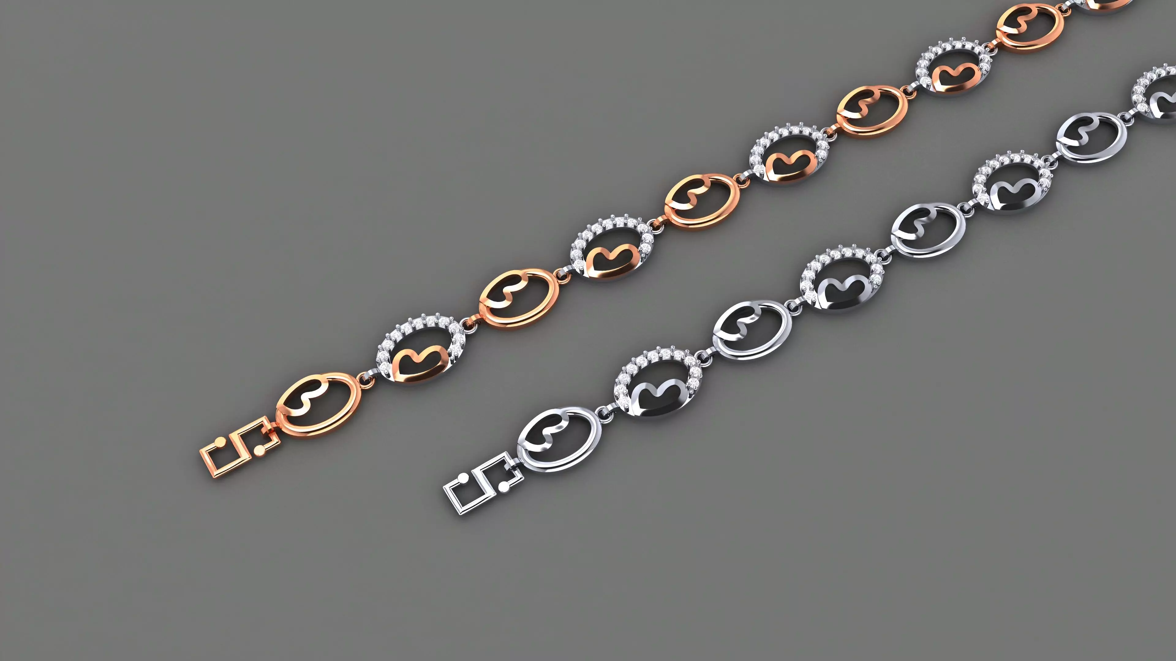 Heart Love Valentine Light Diamond Bracelet 3dm stl renders 3D print model_0