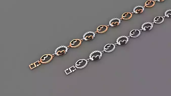 Heart Love Valentine Light Diamond Bracelet 3dm stl renders 3D print model