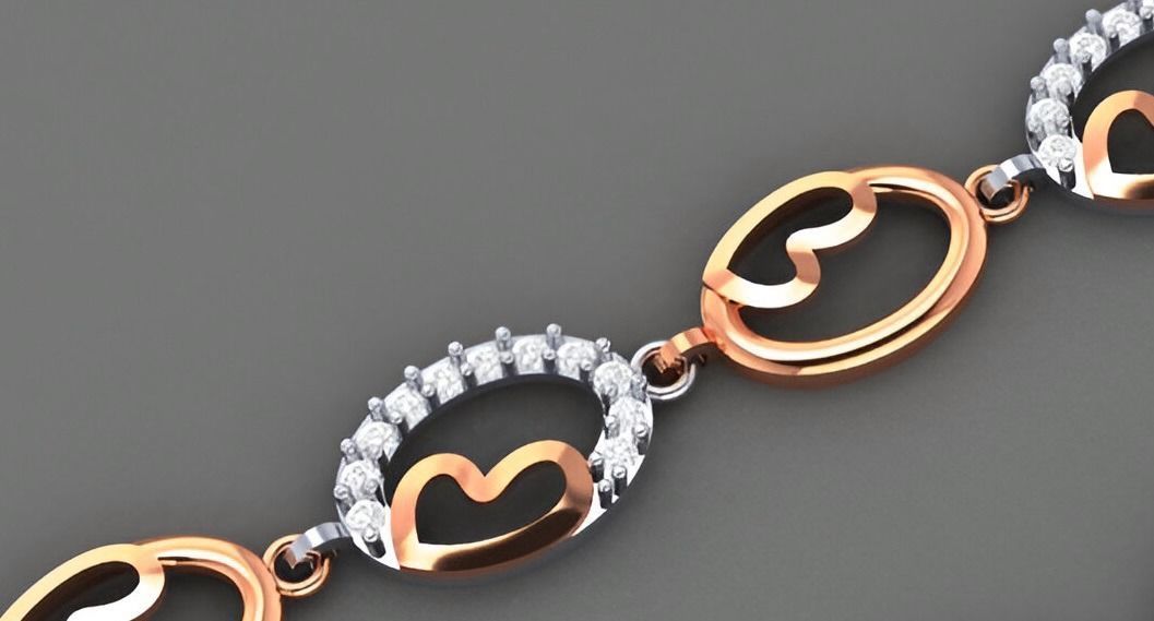 Heart Love Valentine Light Diamond Bracelet 3dm stl renders 3D print model_6